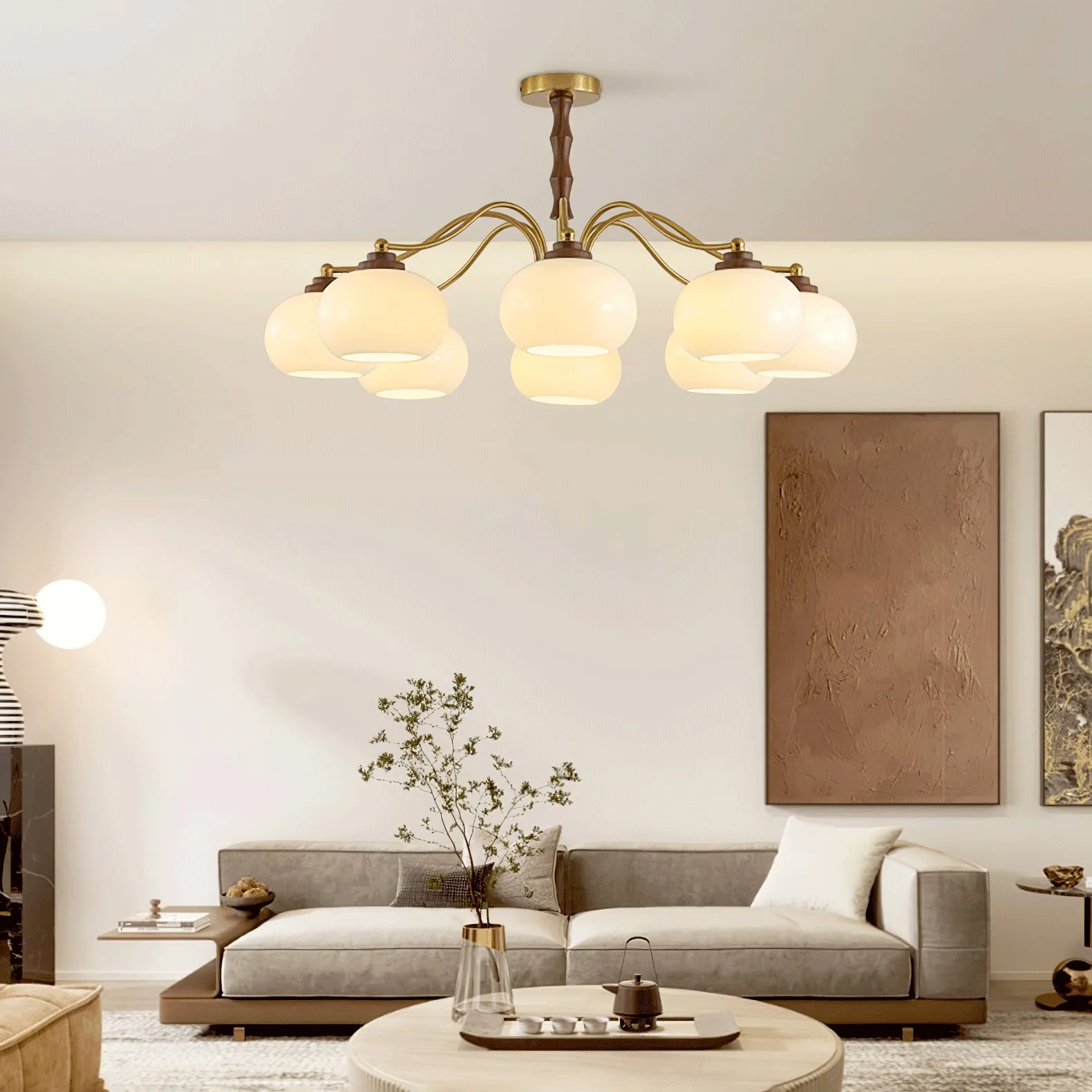 Persimmon Glass Globe Chandelier - Image 4