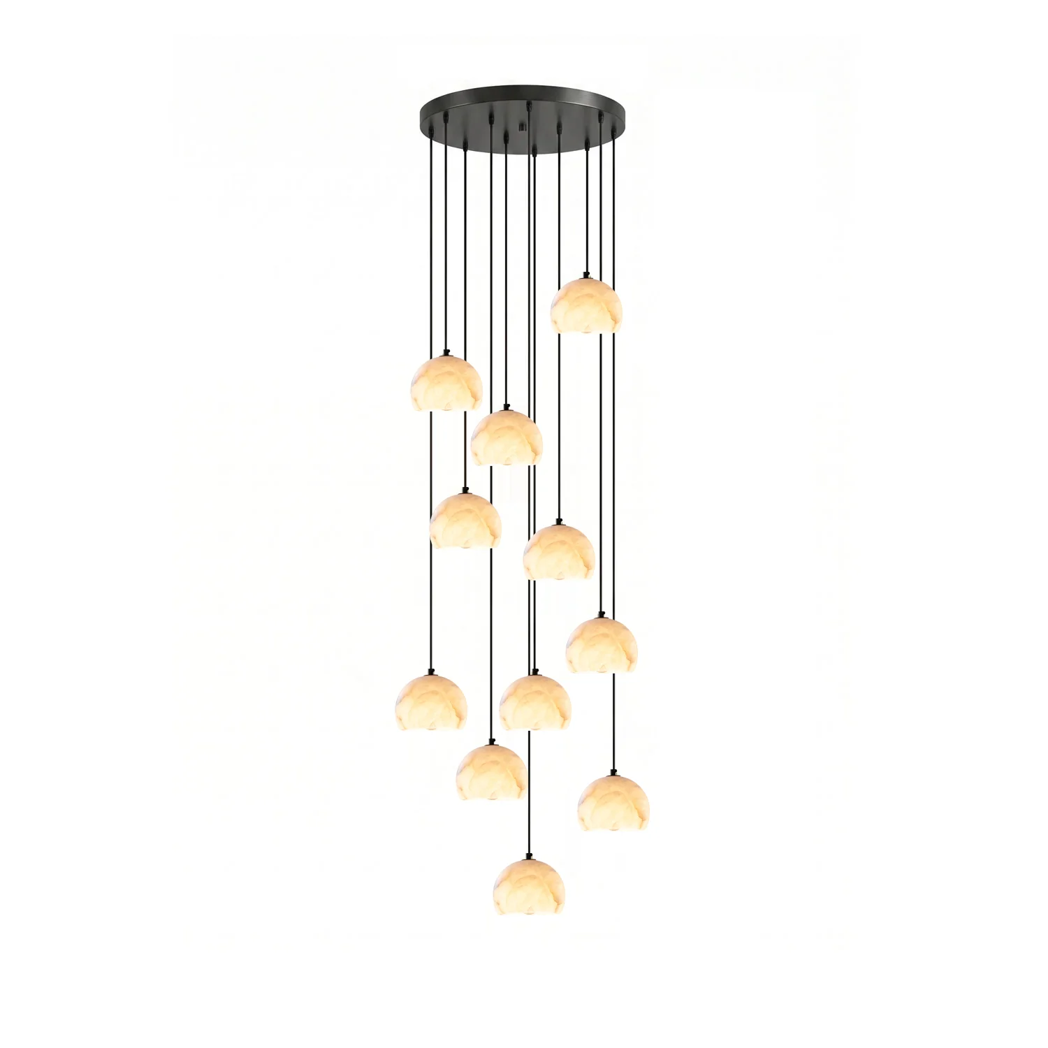 Petal Alabaster Dome Staircase Chandelier - Image 10