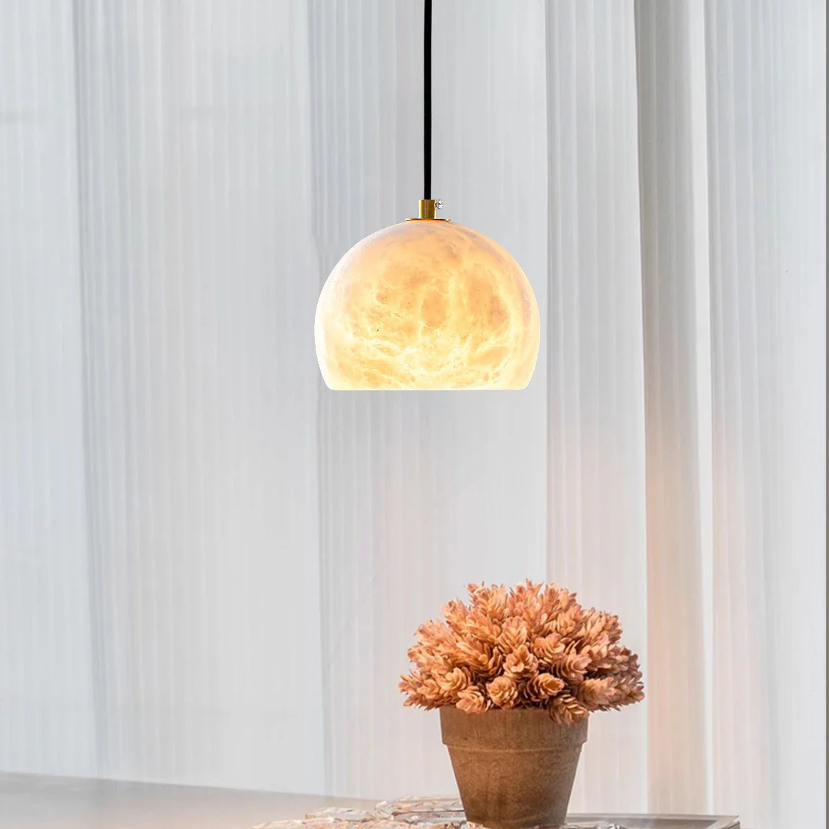 Petal Alabaster Dome Staircase Chandelier - Image 11