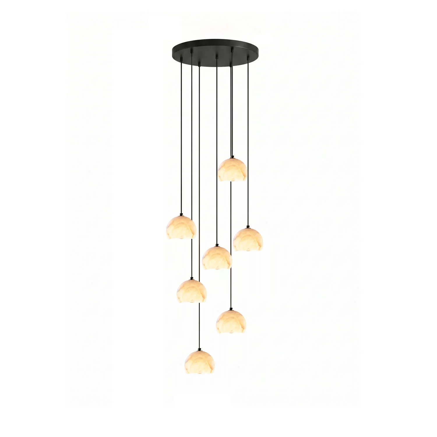 Petal Alabaster Dome Staircase Chandelier - Image 13