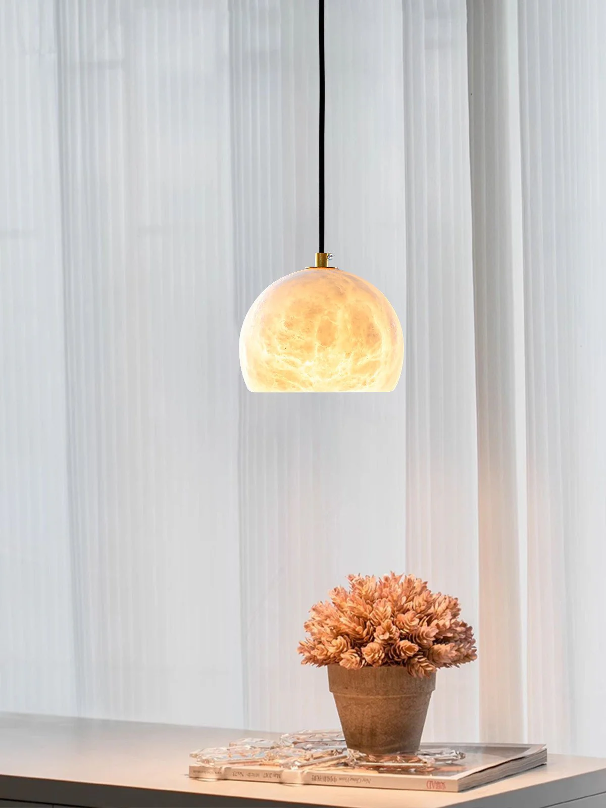 Petal Alabaster Dome Staircase Chandelier - Image 16