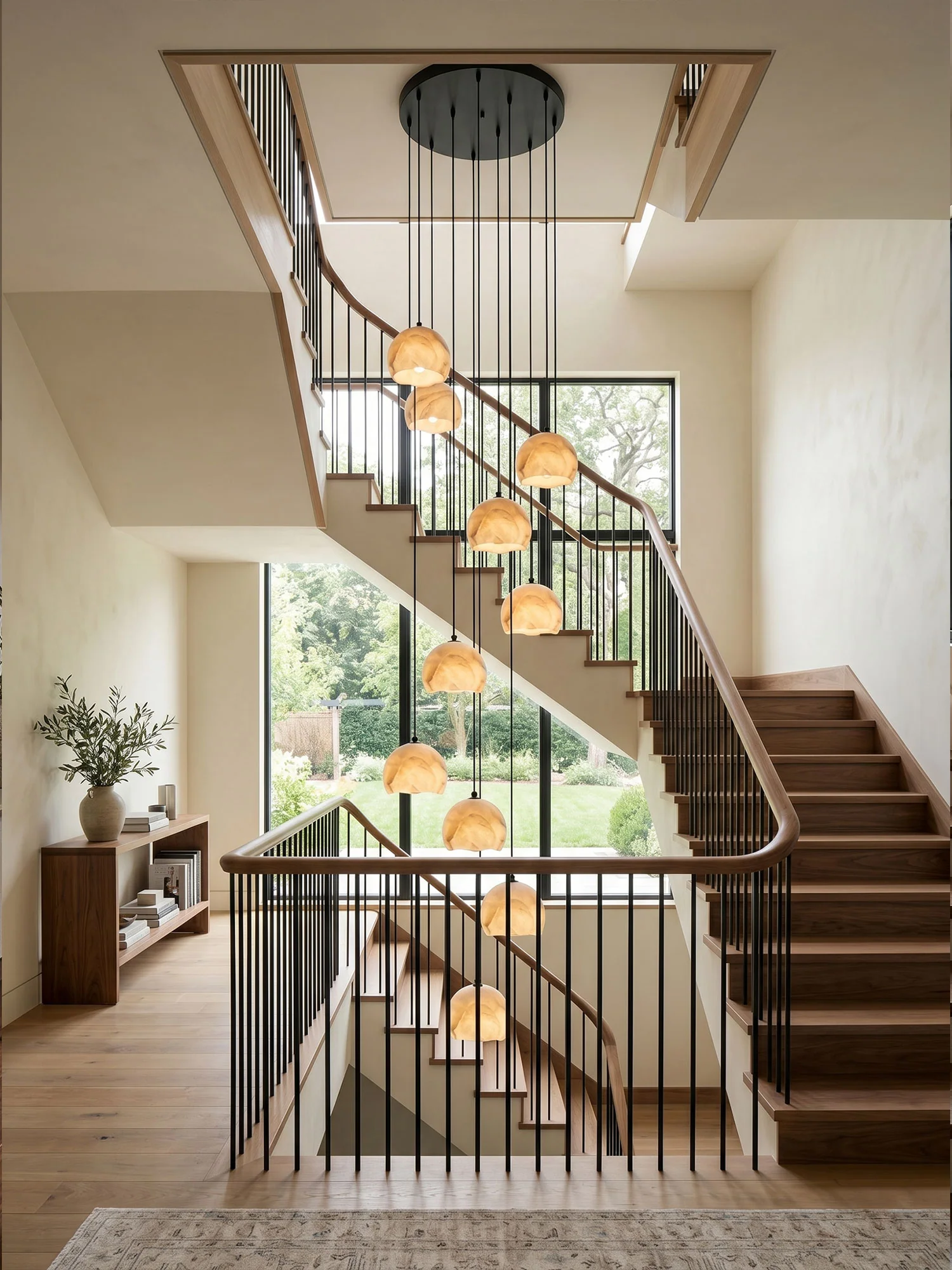 Petal Alabaster Dome Staircase Chandelier - Image 4