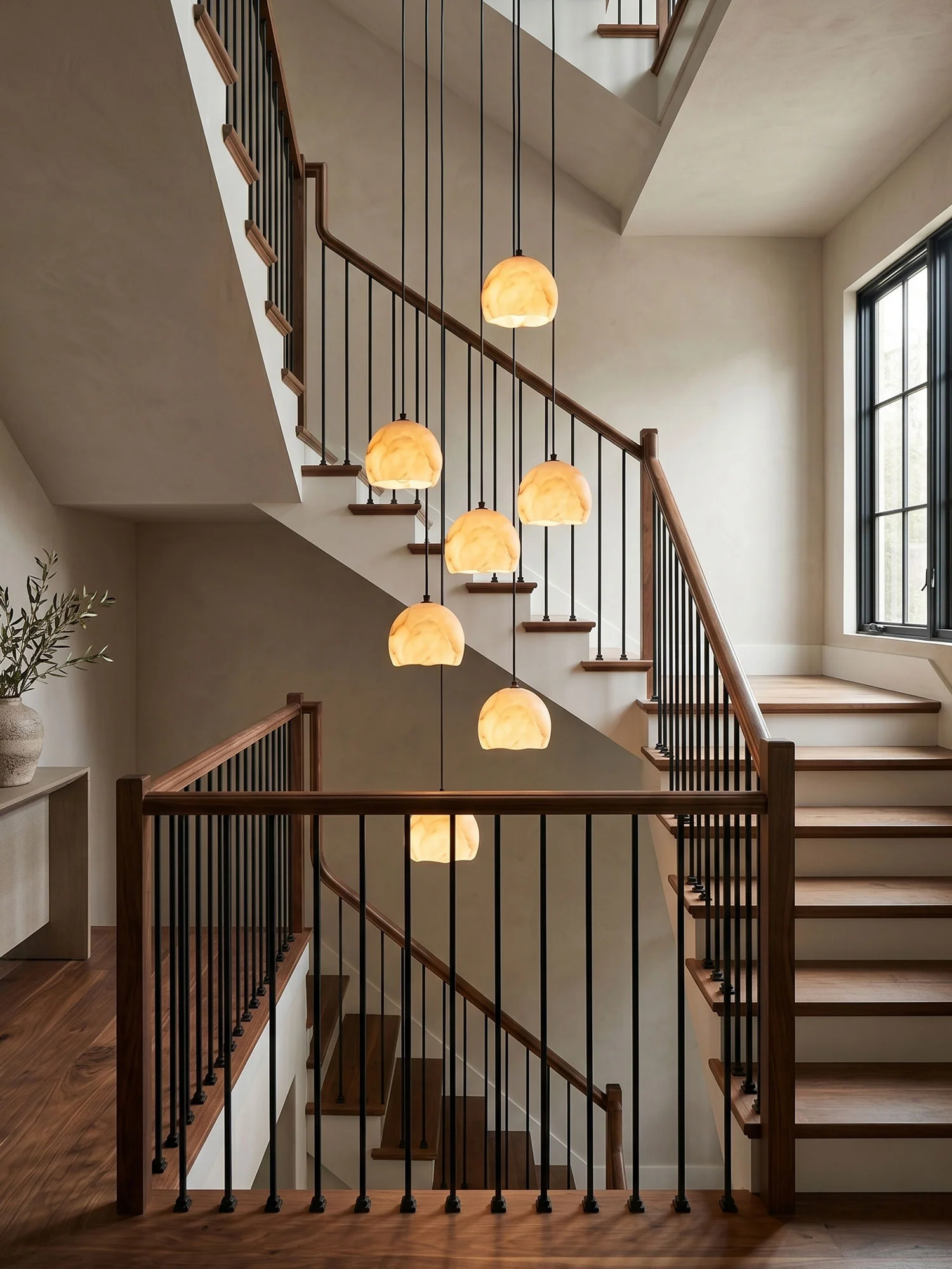 Petal Alabaster Dome Staircase Chandelier - Image 5