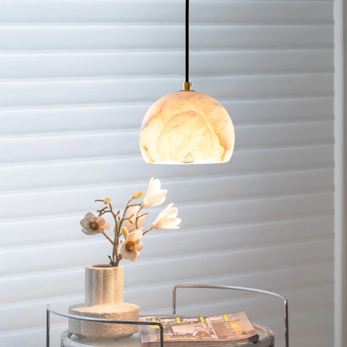 Petal Alabaster Dome Staircase Chandelier - Image 9