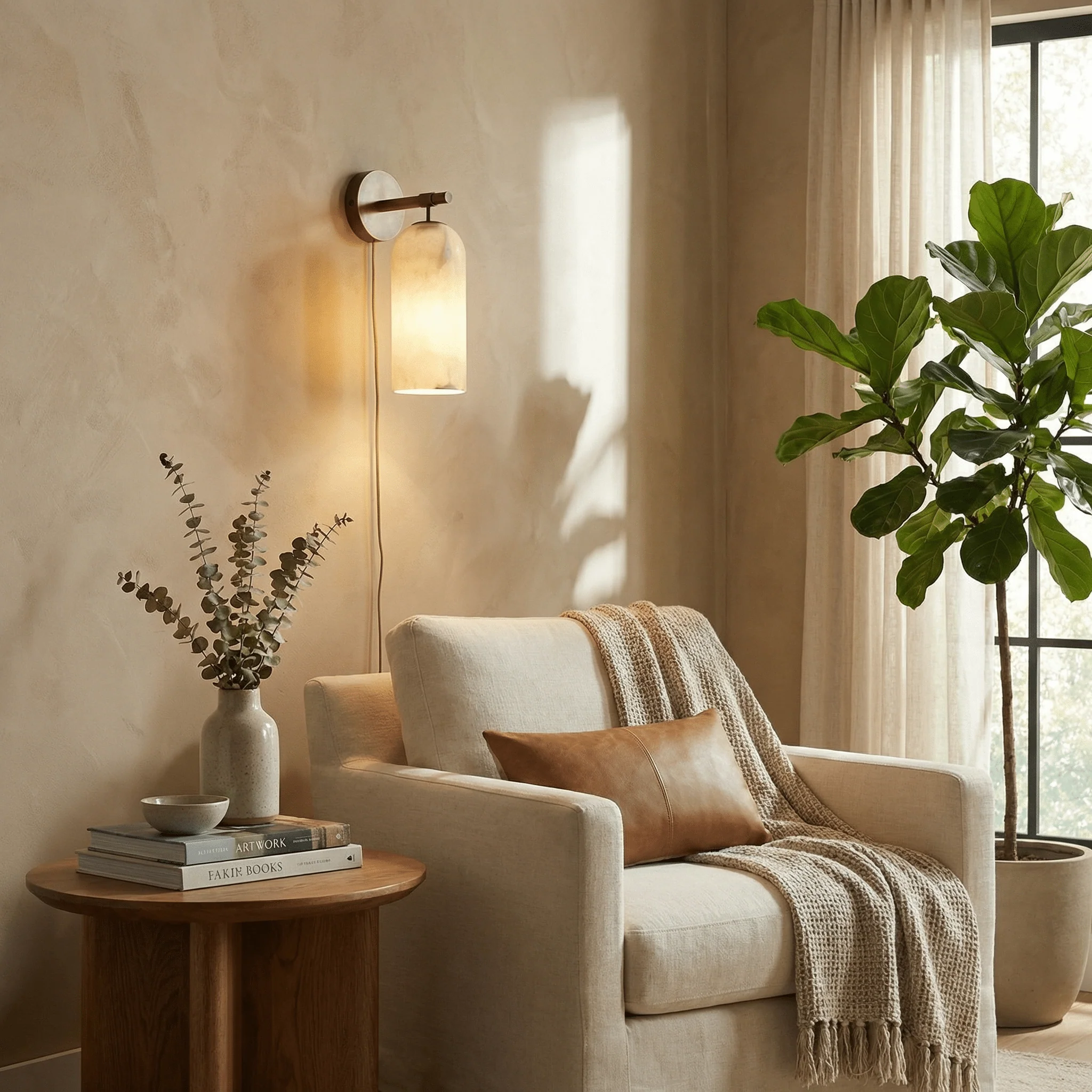 Pillar Alabaster Plug-in Wall Sconce - Image 4