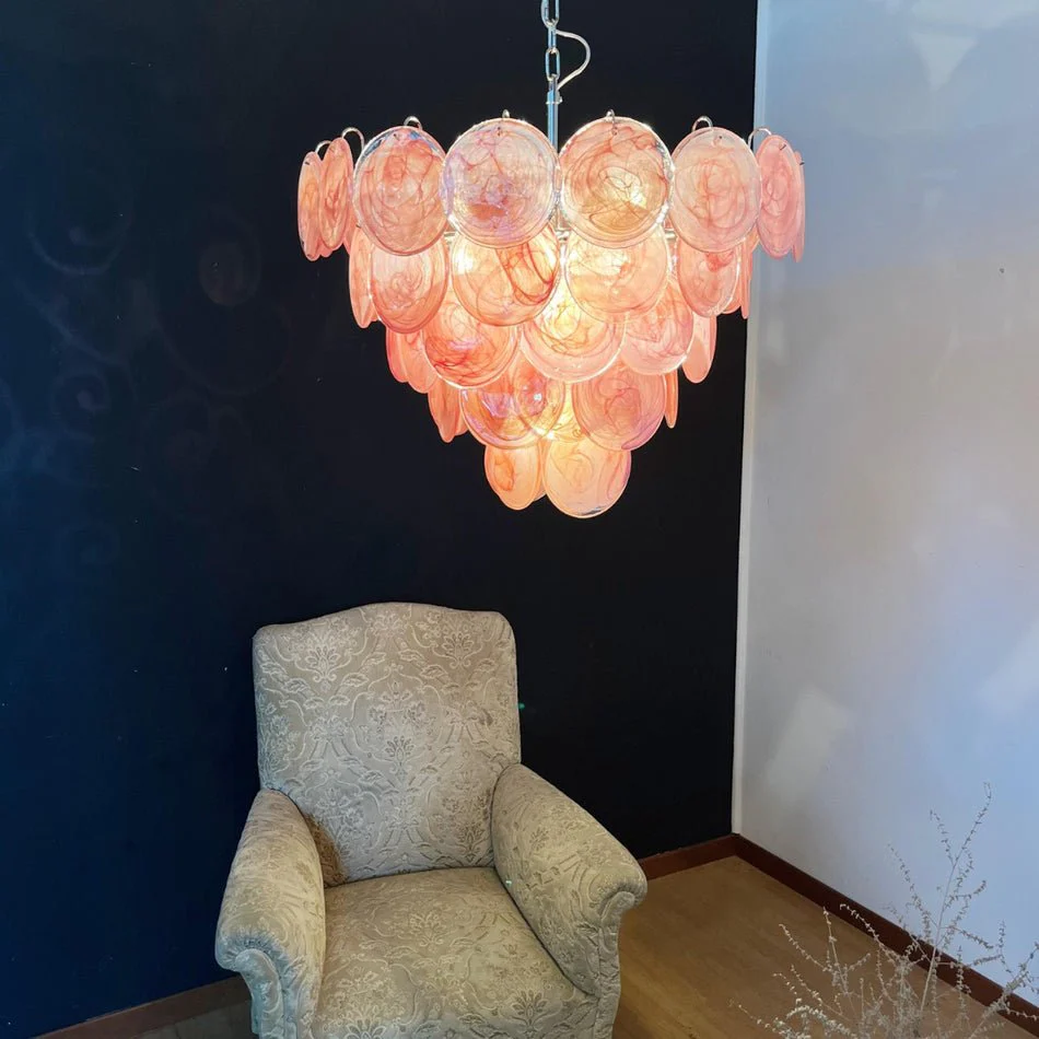 Pink Murano Disc Chandelier - Image 12