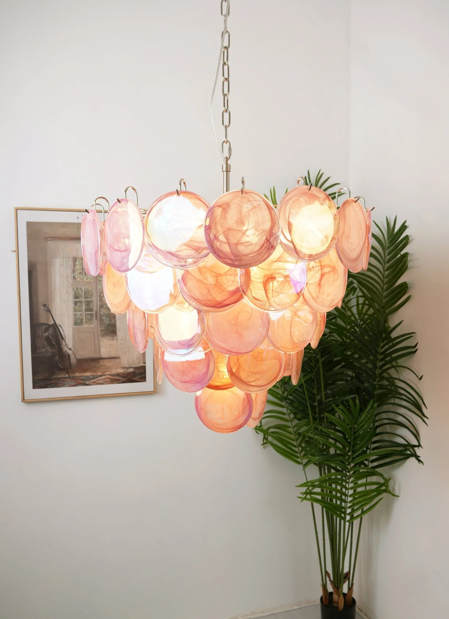Pink Murano Disc Chandelier - Image 13