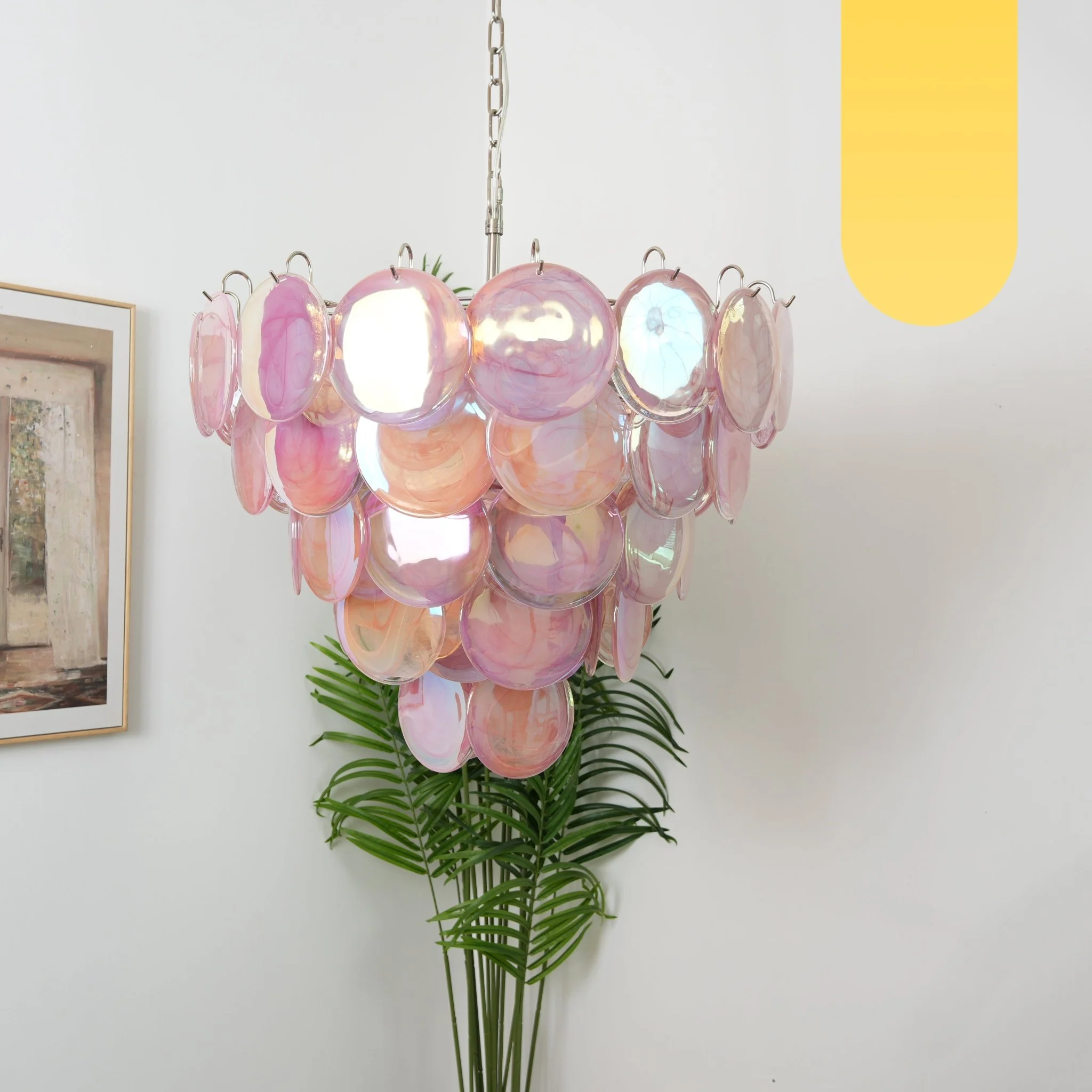 Pink Murano Disc Chandelier - Image 15