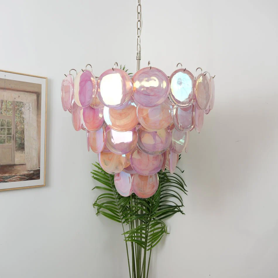 Pink Murano Disc Chandelier - Image 18