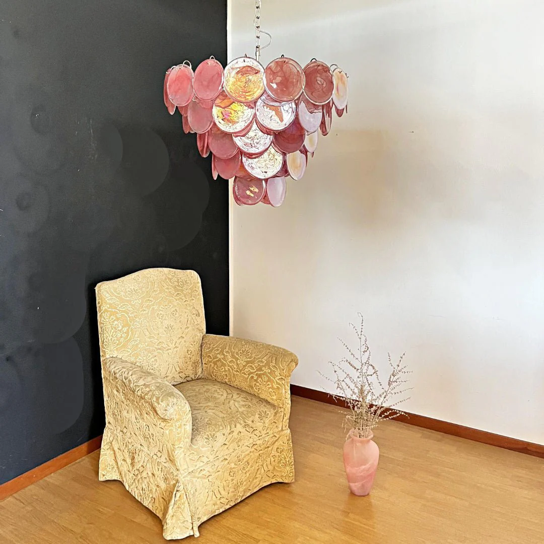 Pink Murano Disc Chandelier - Image 26