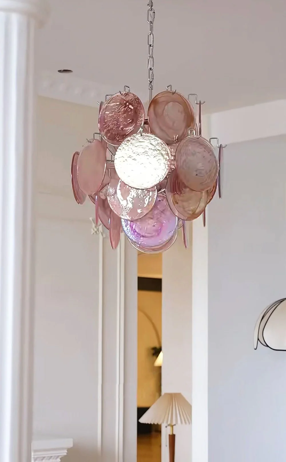 Pink Murano Disc Glass Chandelier - Image 13
