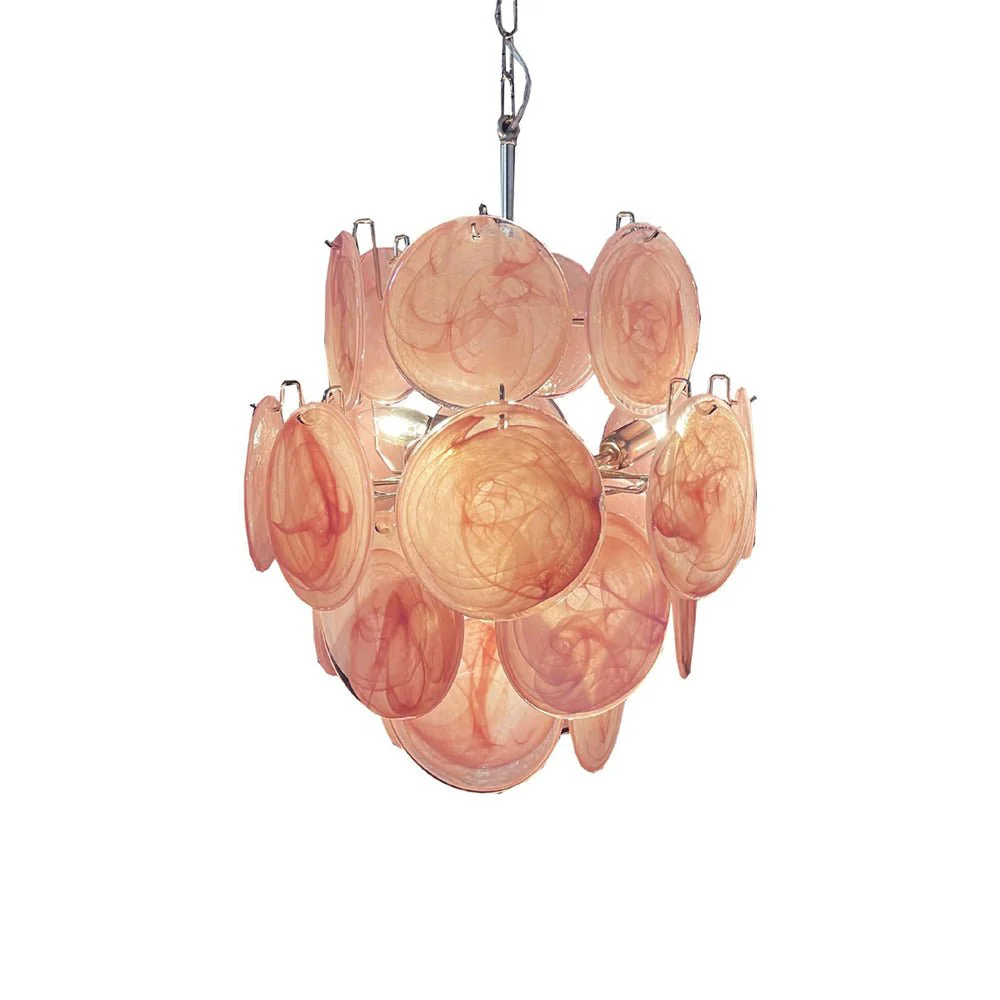 Pink Murano Disc Glass Chandelier - Image 23