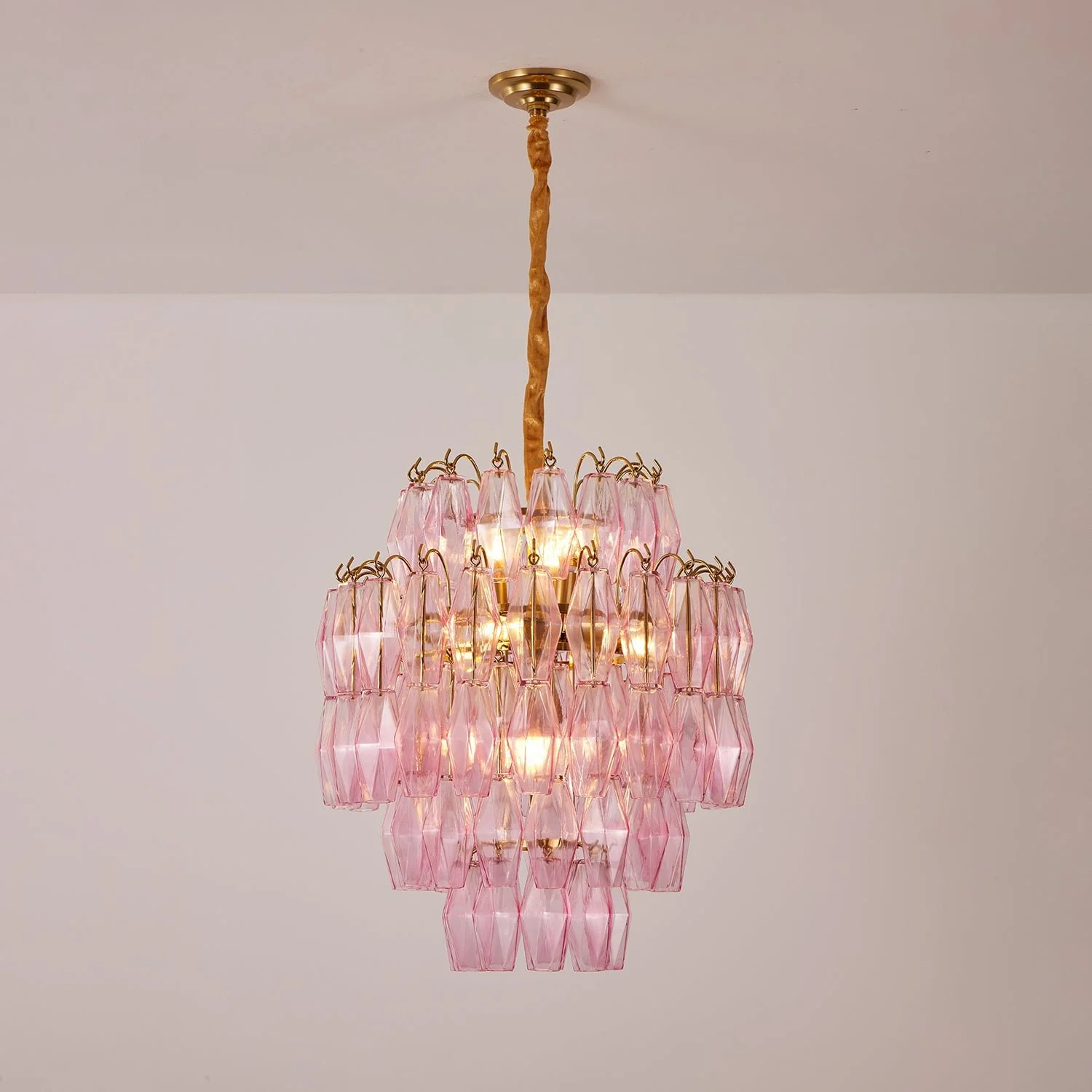 Pink Murano Glass Prism Chandelier - Image 4