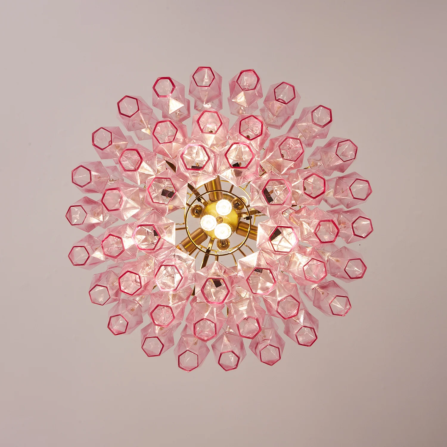 Pink Murano Glass Prism Chandelier - Image 8