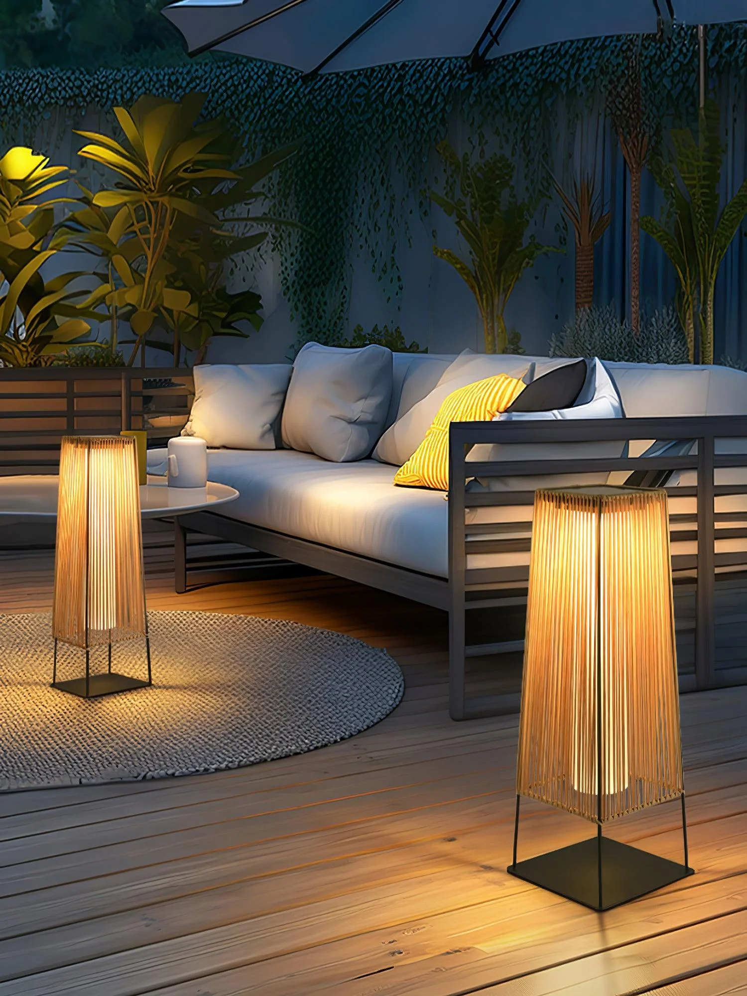 Plastic Rattan Outdoor Post Light - Image 19