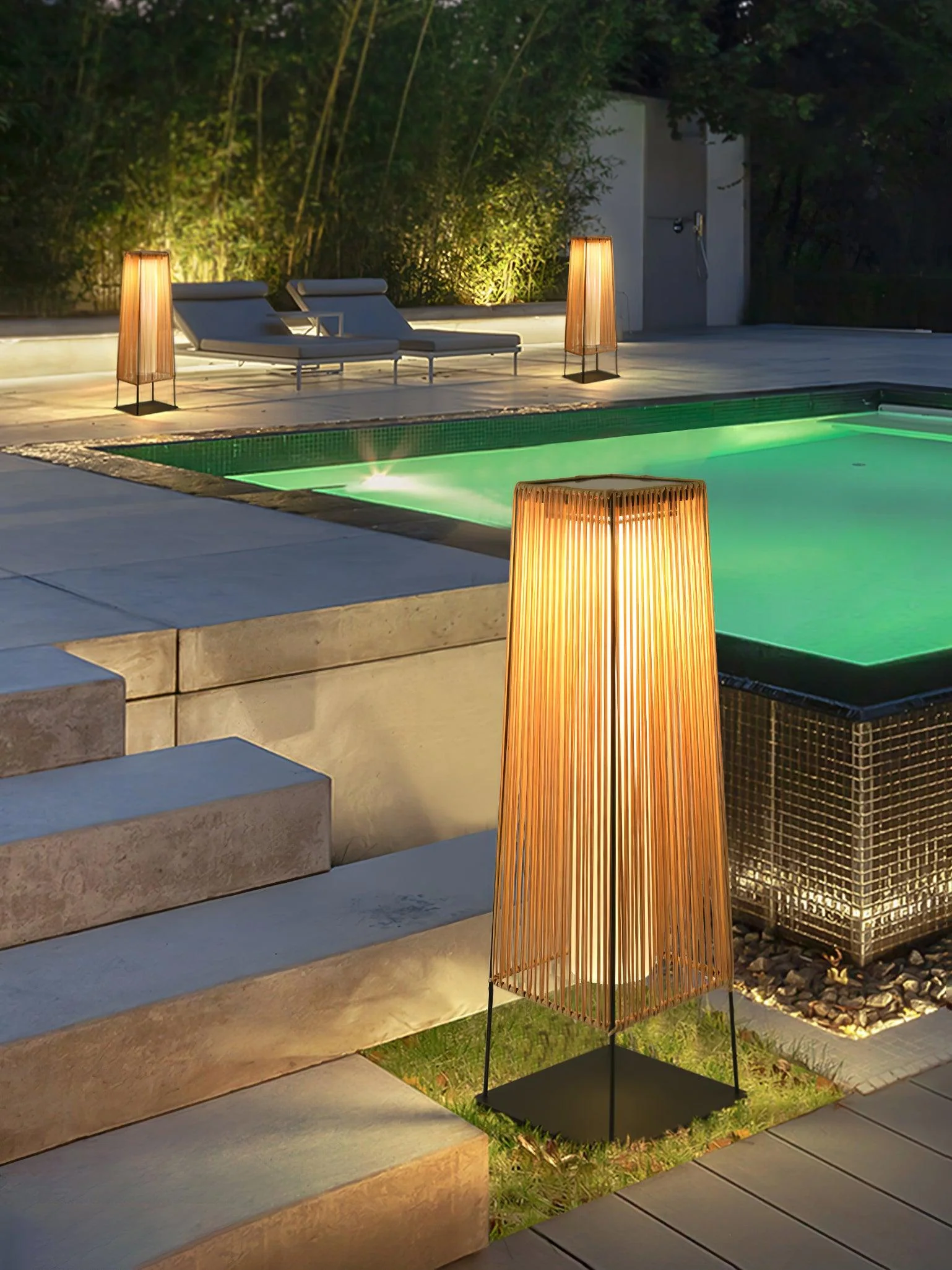Plastic Rattan Outdoor Post Light - Image 30