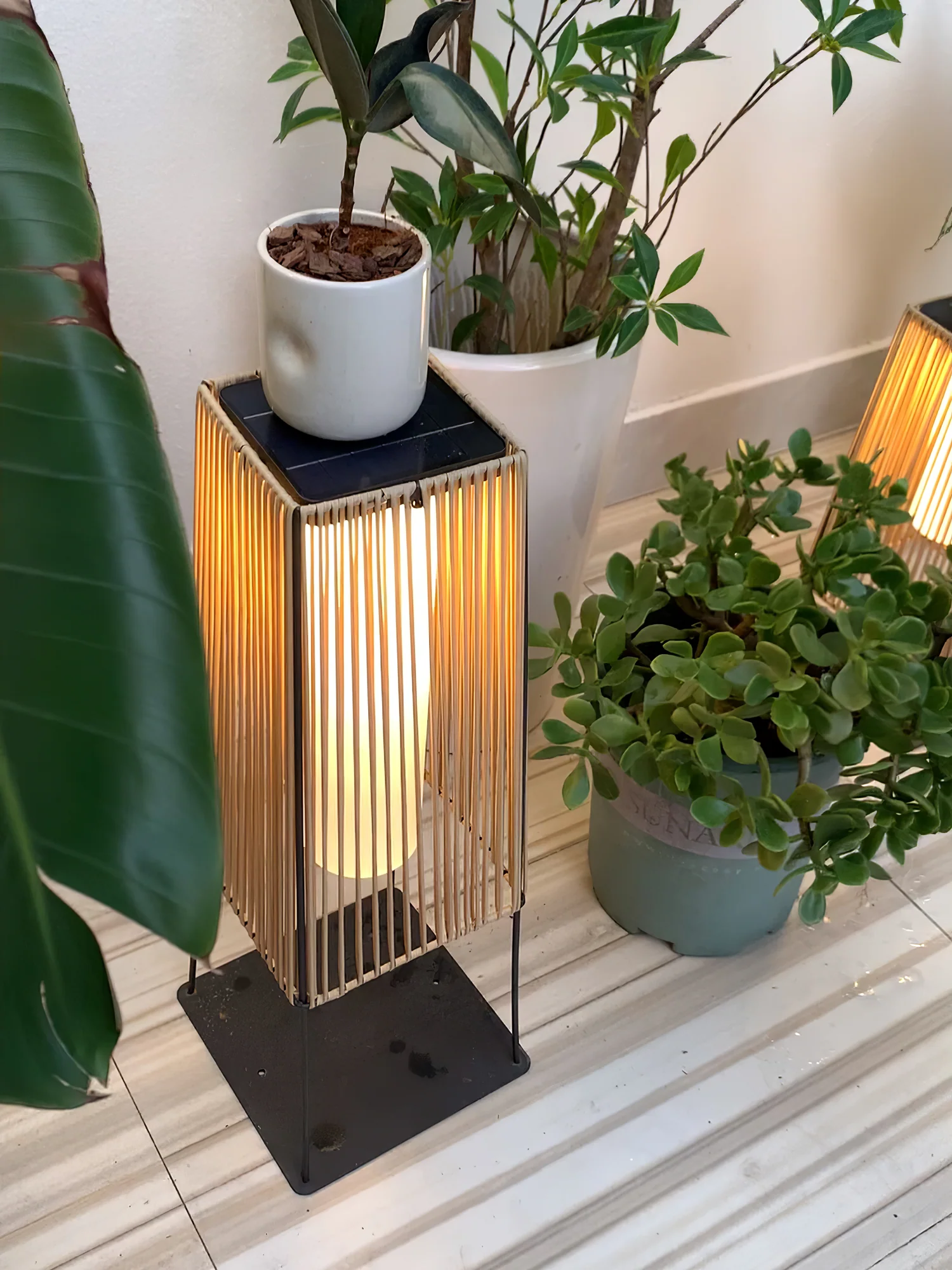 Plastic Rattan Outdoor Post Light - Image 42