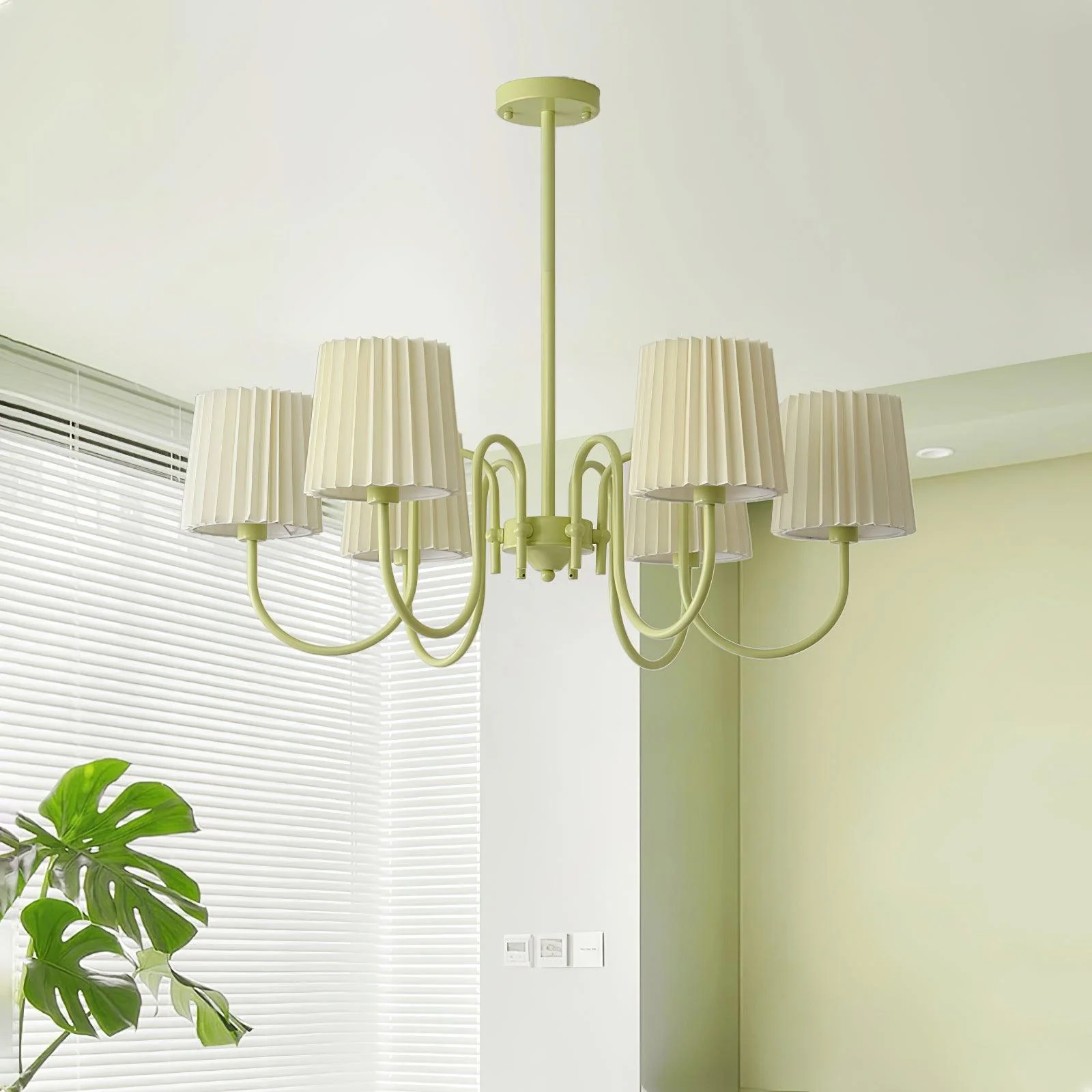 Pleated Fabric Matcha Chandelier - Image 14