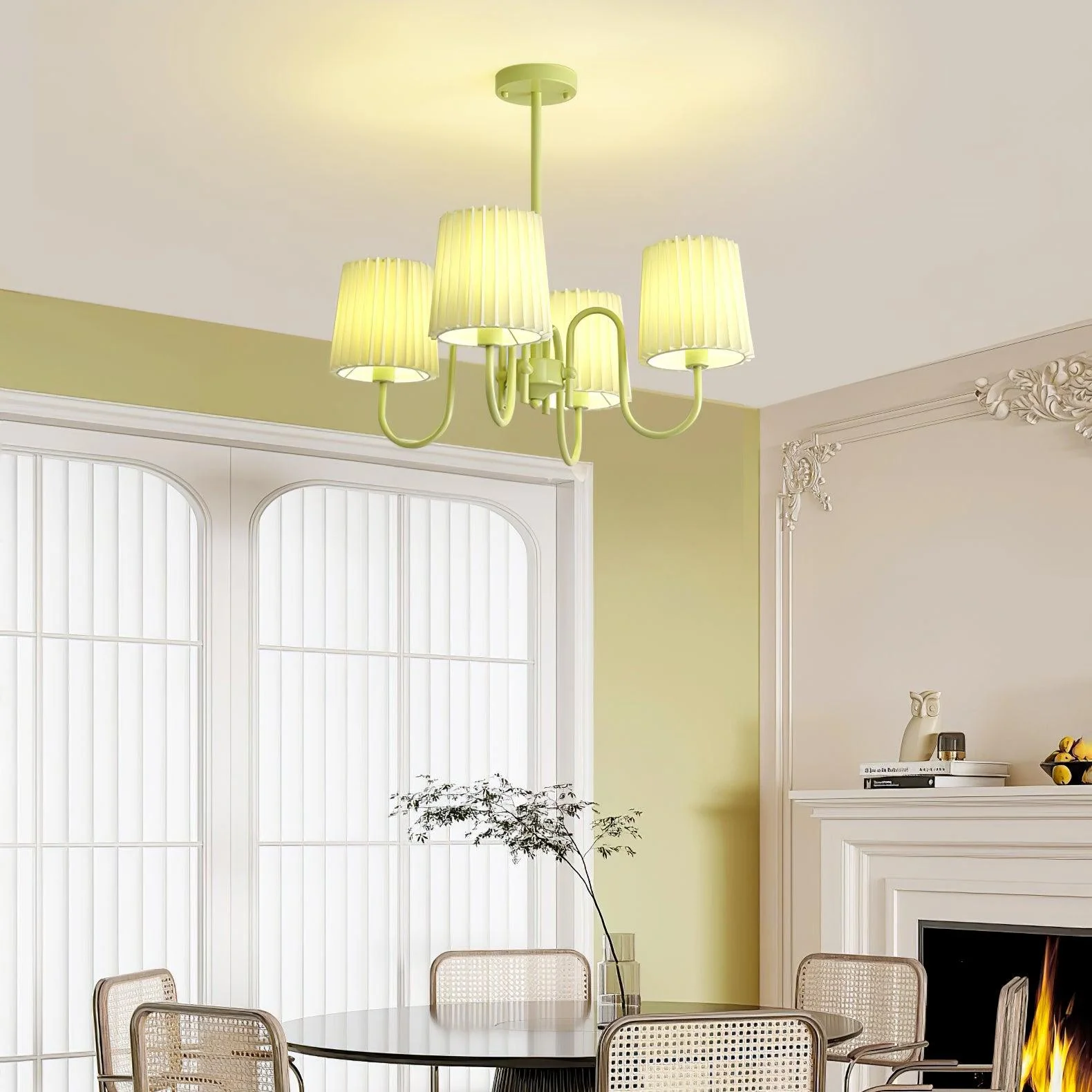 Pleated Fabric Matcha Chandelier - Image 15