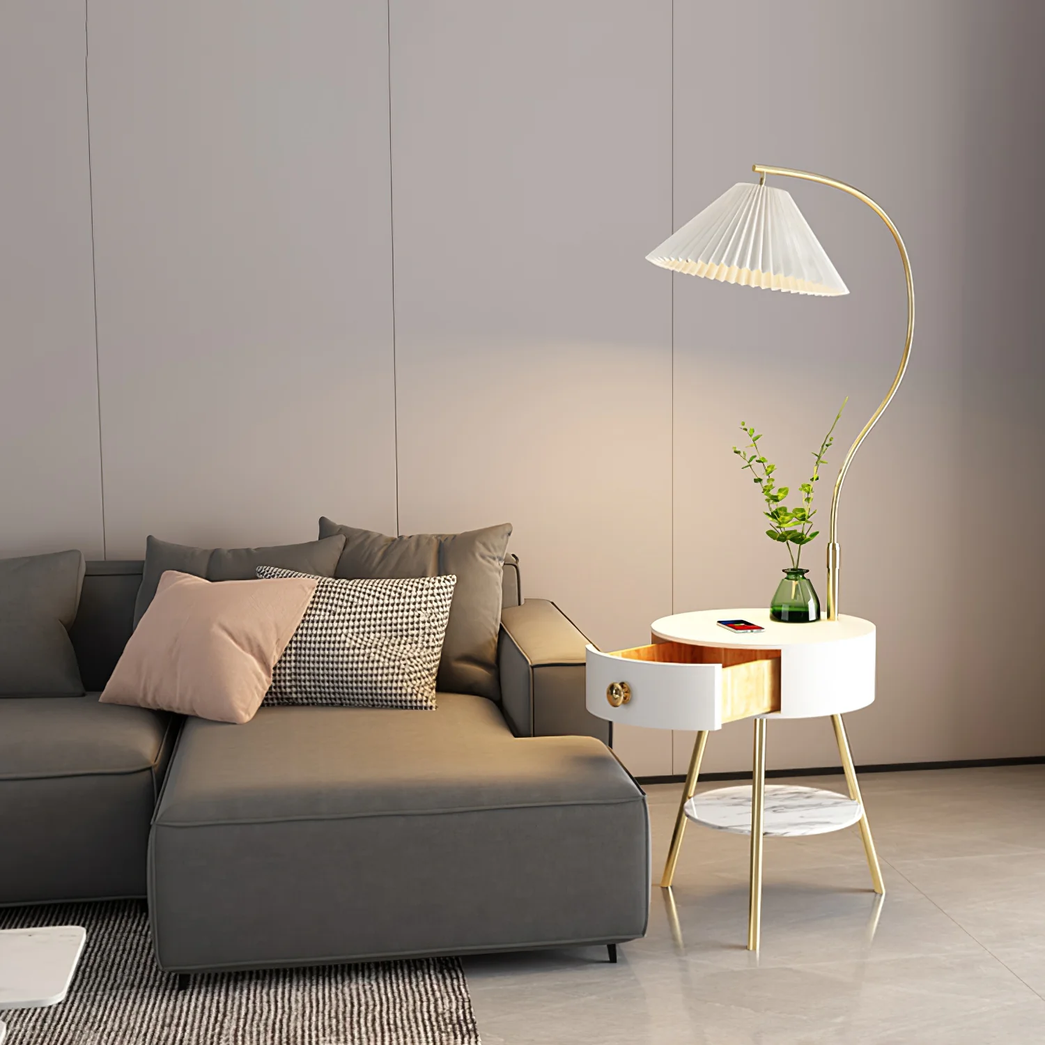 Pleated Nightstand Floor Light - Image 2