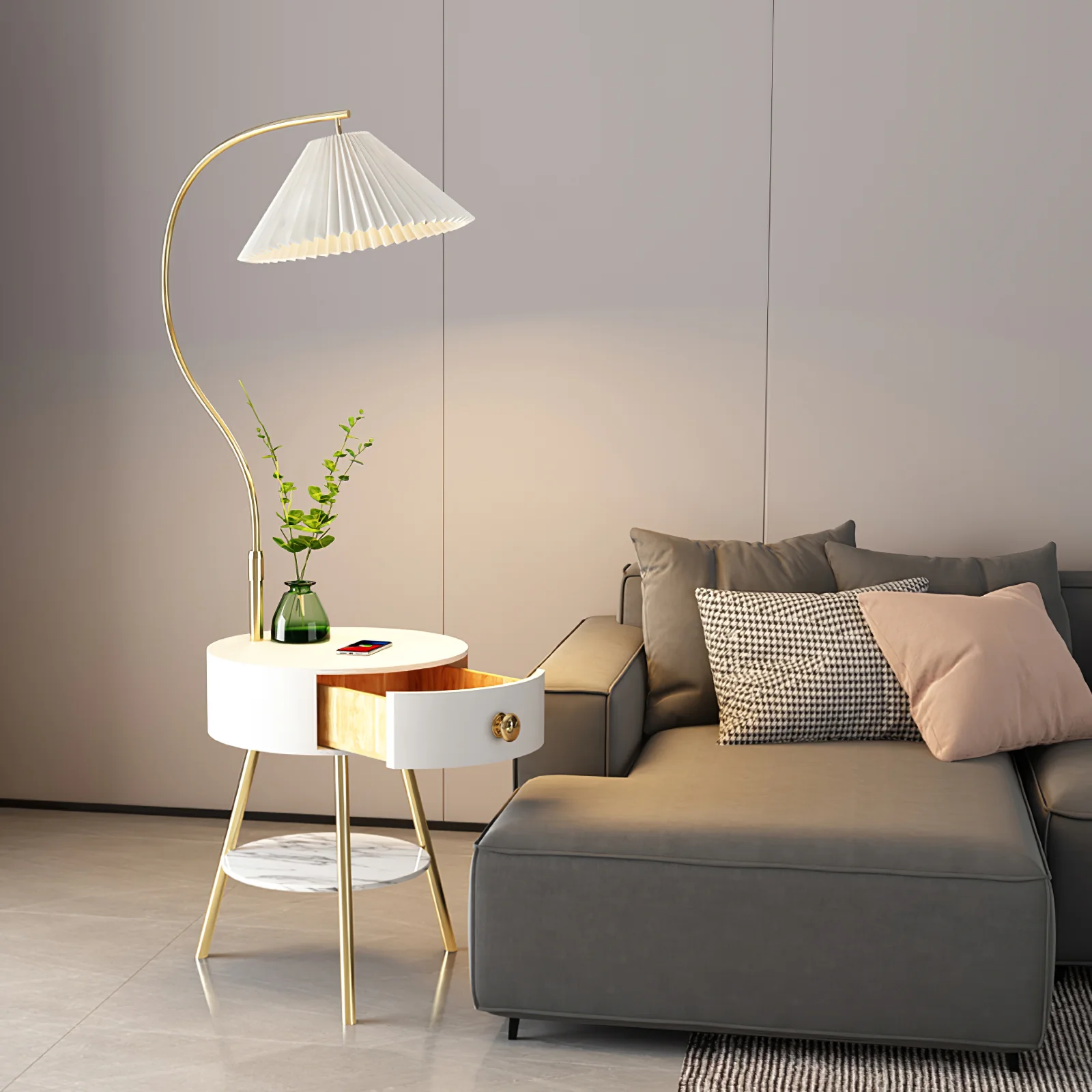 Pleated Nightstand Floor Light - Image 4
