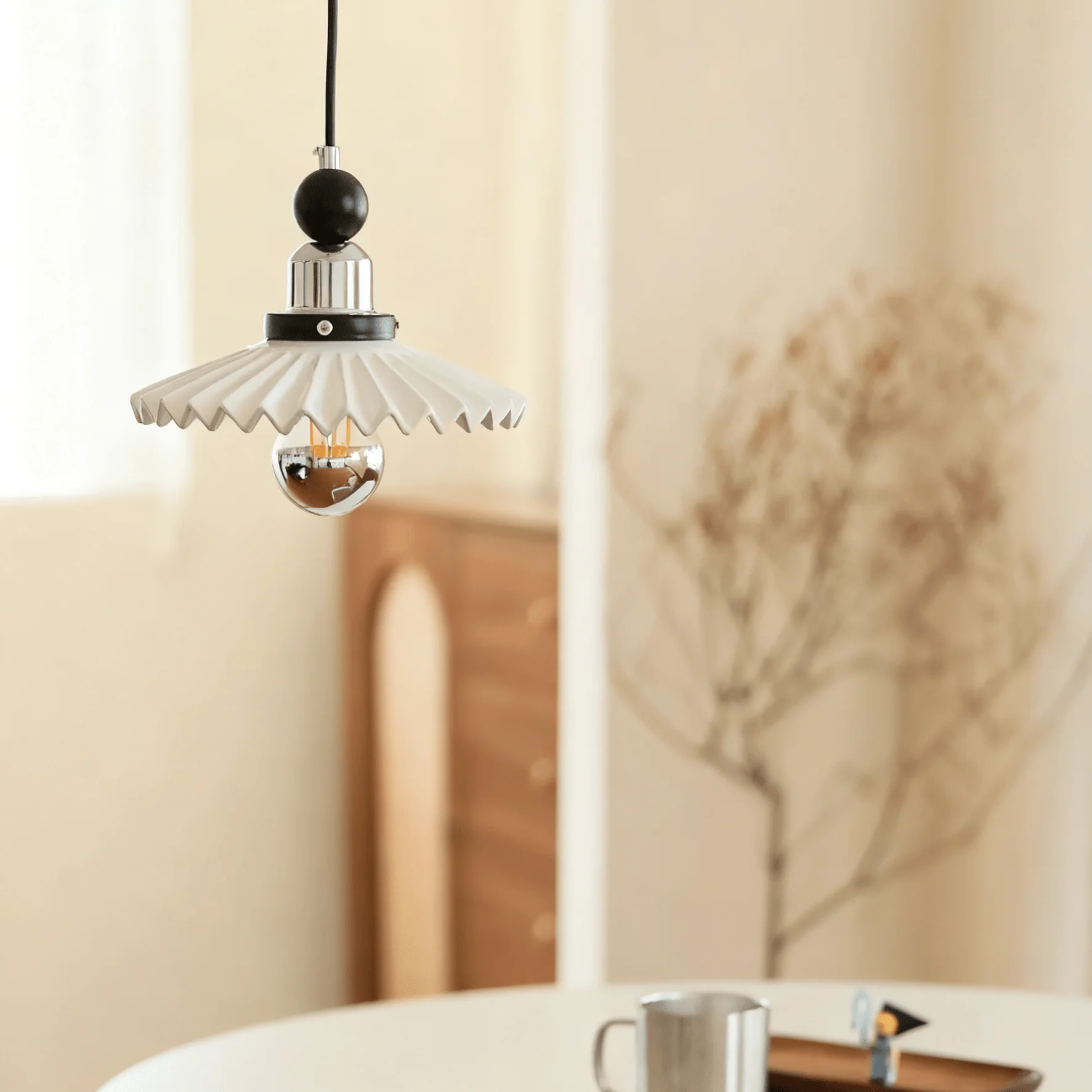 Pleated Petal Pendant Lamp - Image 3