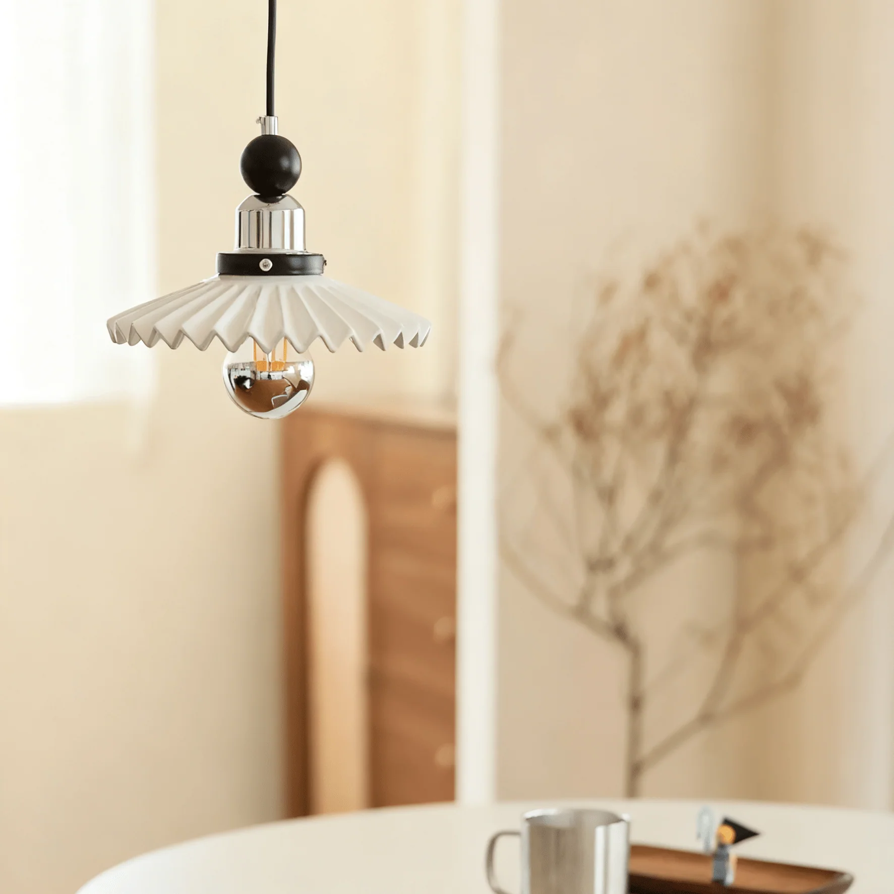 Pleated Petal Pendant Lamp - Image 4