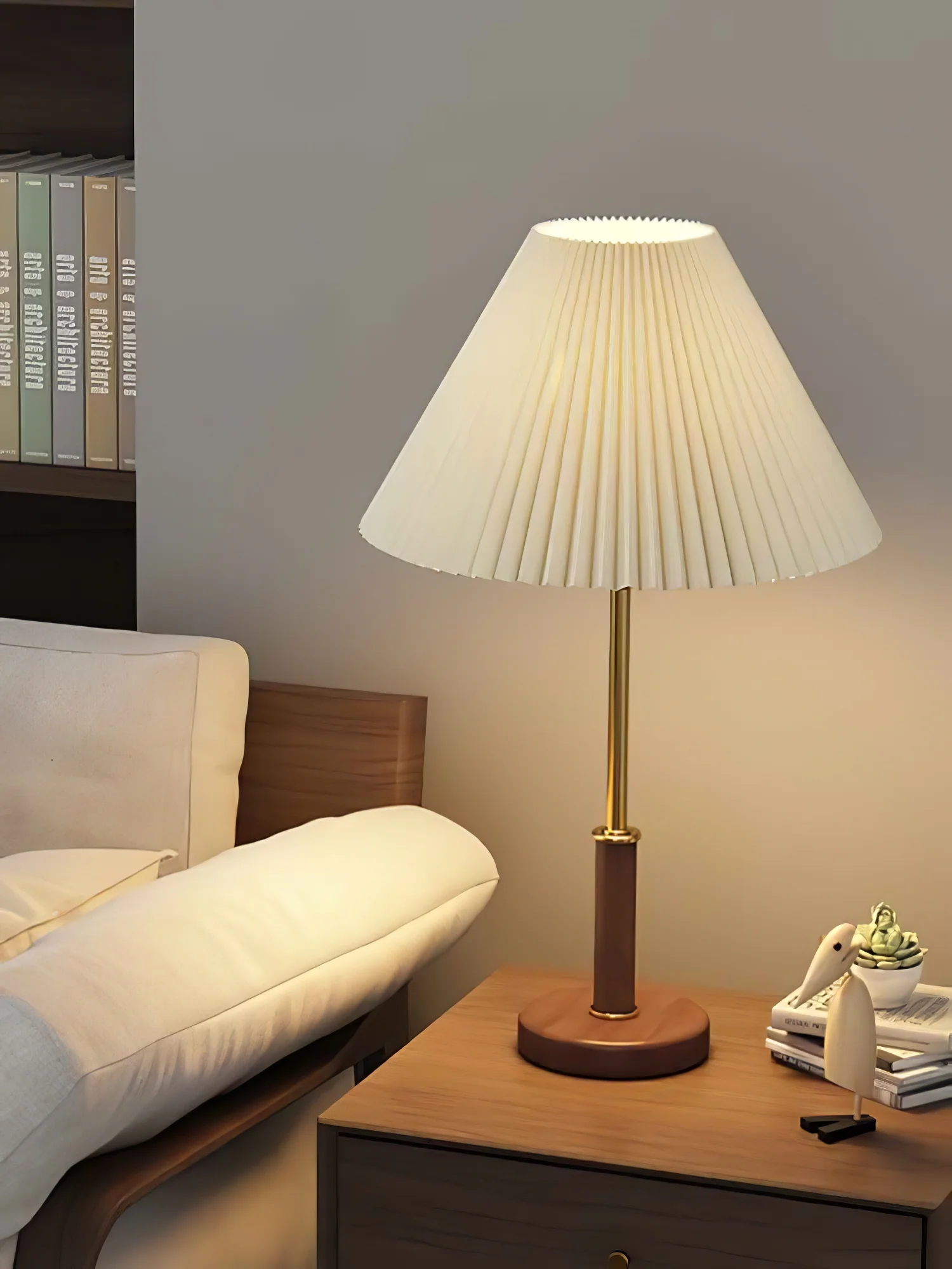 Pleated Walnut Table Lamp - Image 11