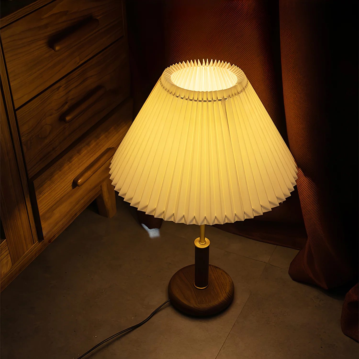 Pleated Walnut Table Lamp - Image 22