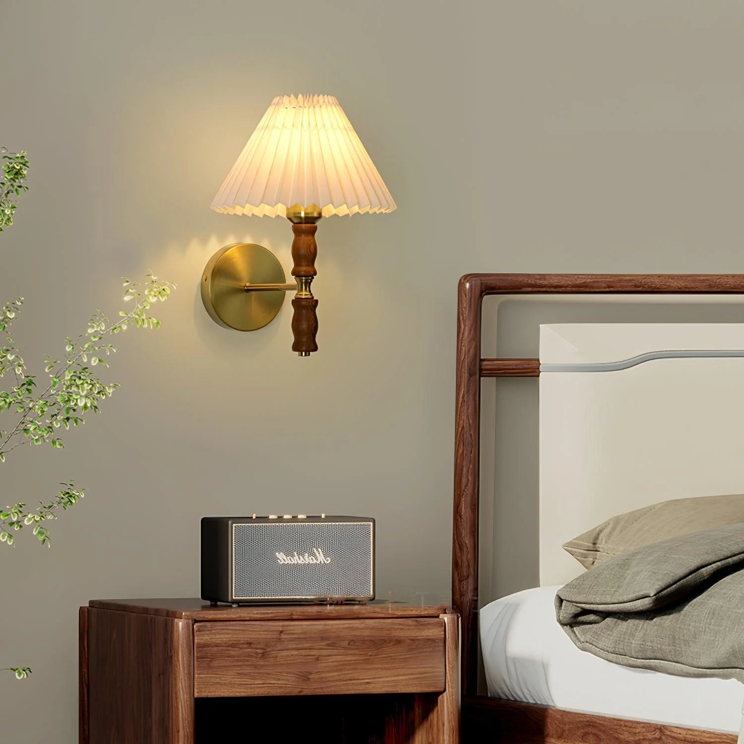 Pleated Walnut Wall Light - Image 19