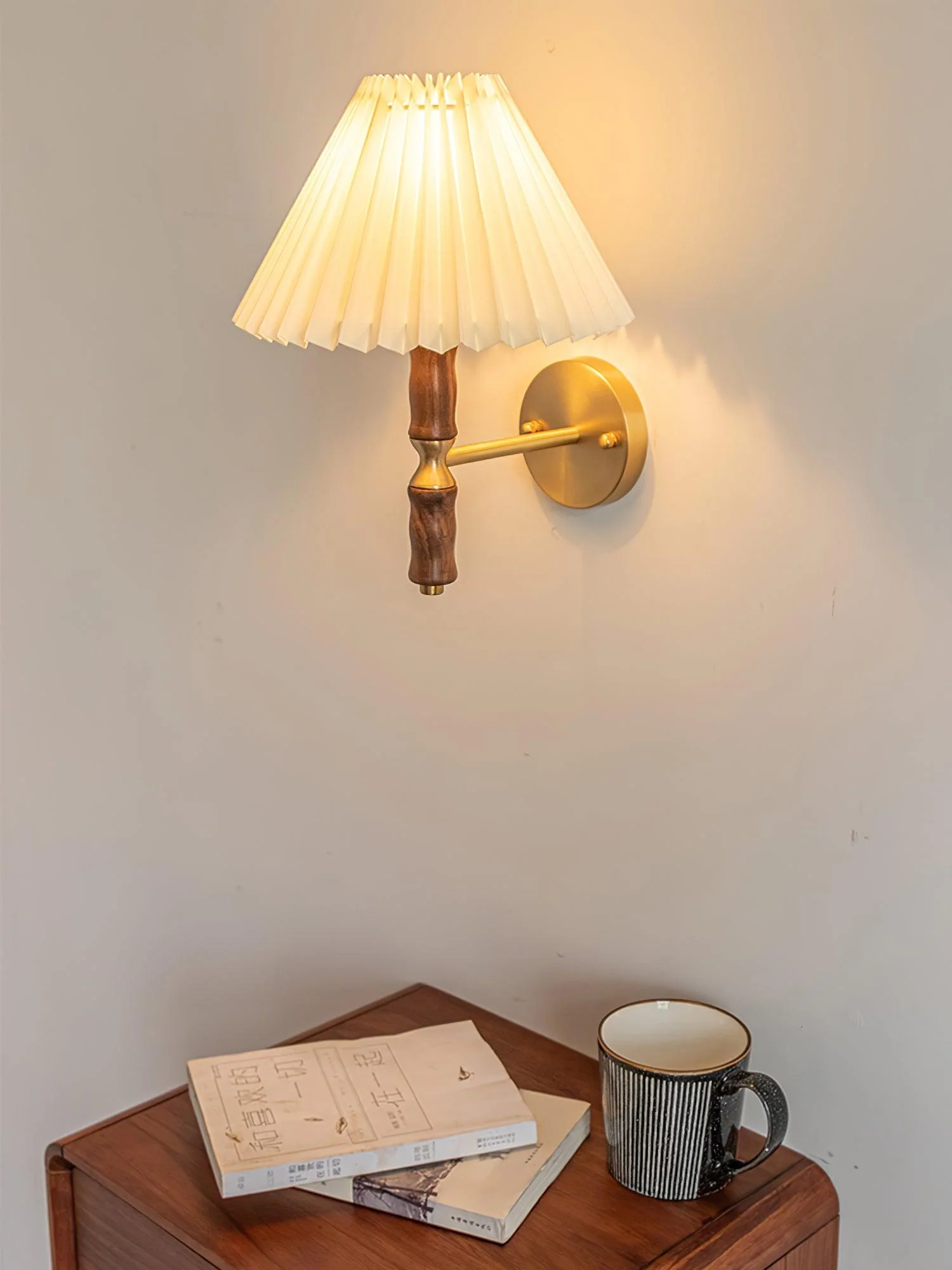 Pleated Walnut Wall Light - Image 32