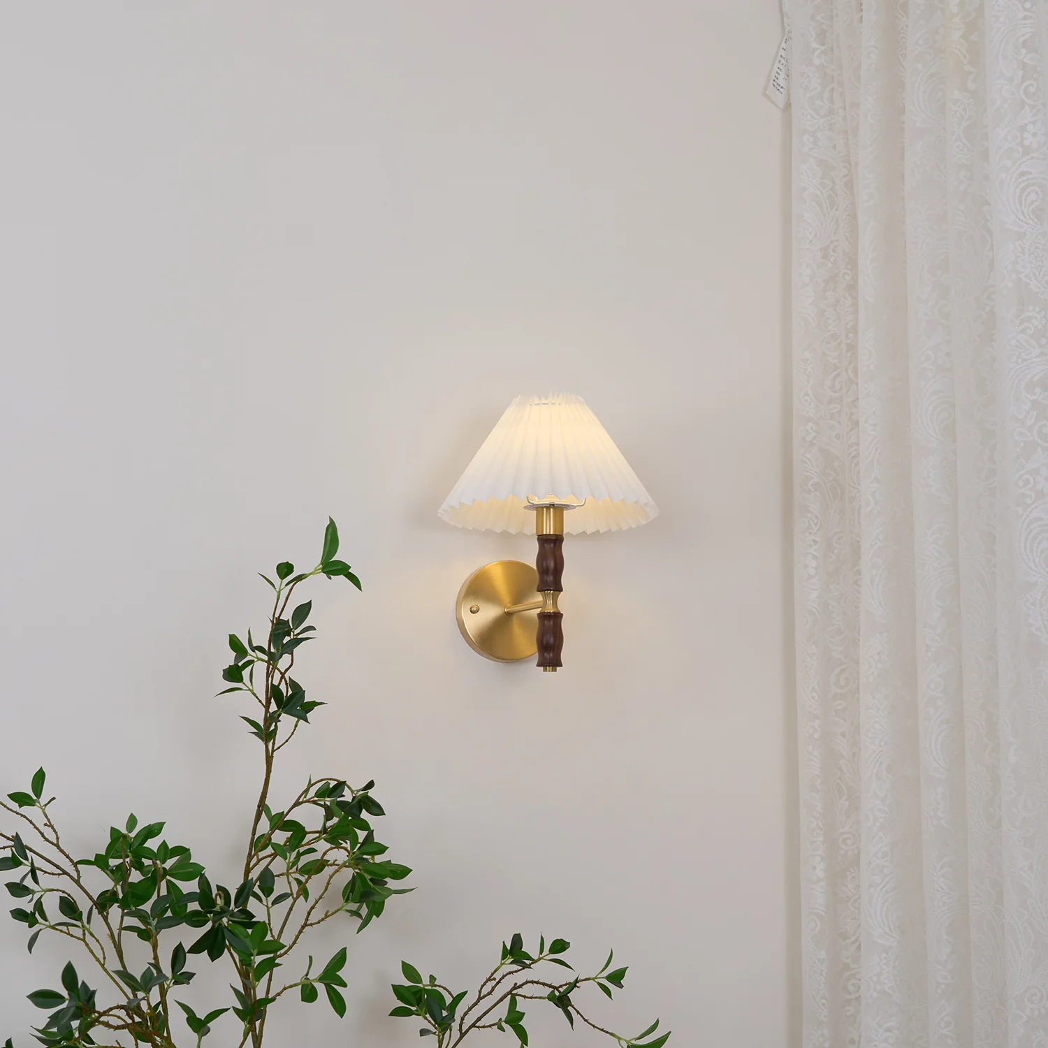 Pleated Walnut Wall Light - Image 36