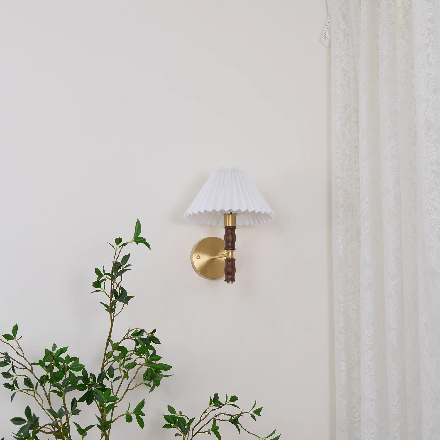 Pleated Walnut Wall Light - Image 37