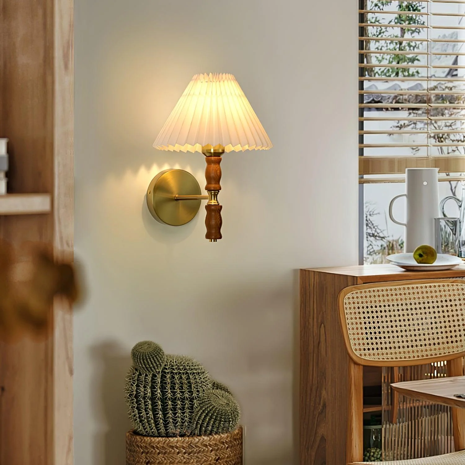 Pleated Walnut Wall Light - Image 6