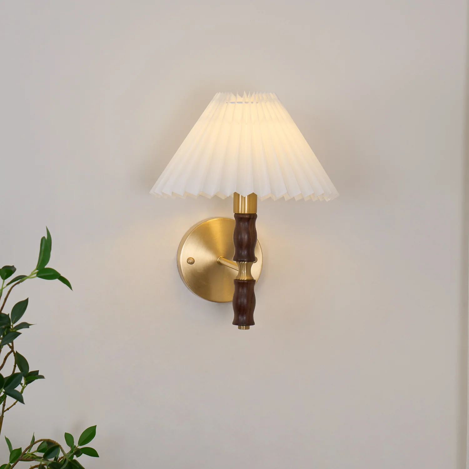 Pleated Walnut Wall Light - Image 7