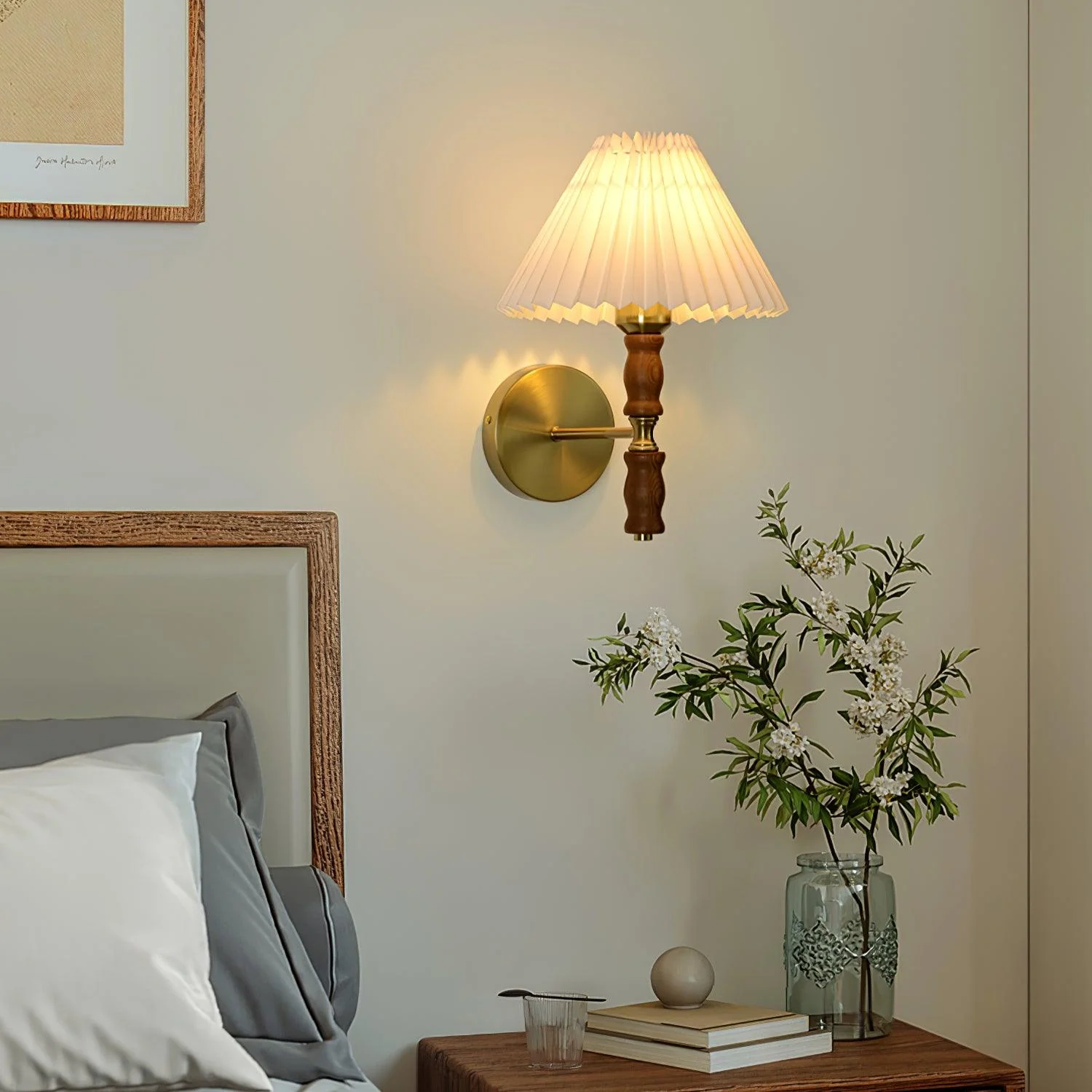 Pleated Walnut Wall Light - Image 8