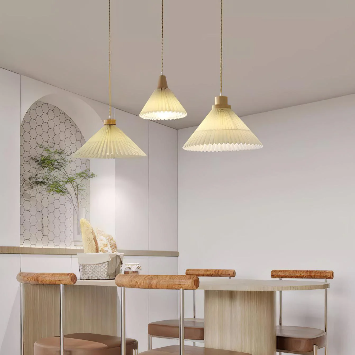 Pleated Wooden Pendant Light - Image 20