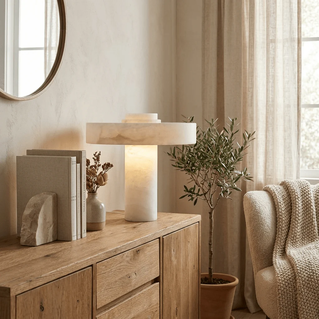 Plinth Alabaster Table Lamp - Image 2