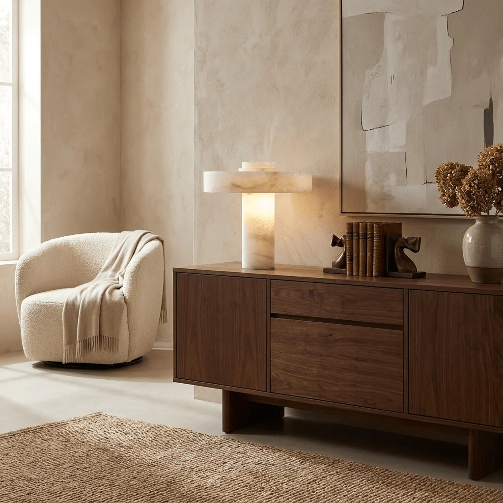 Plinth Alabaster Table Lamp - Image 4