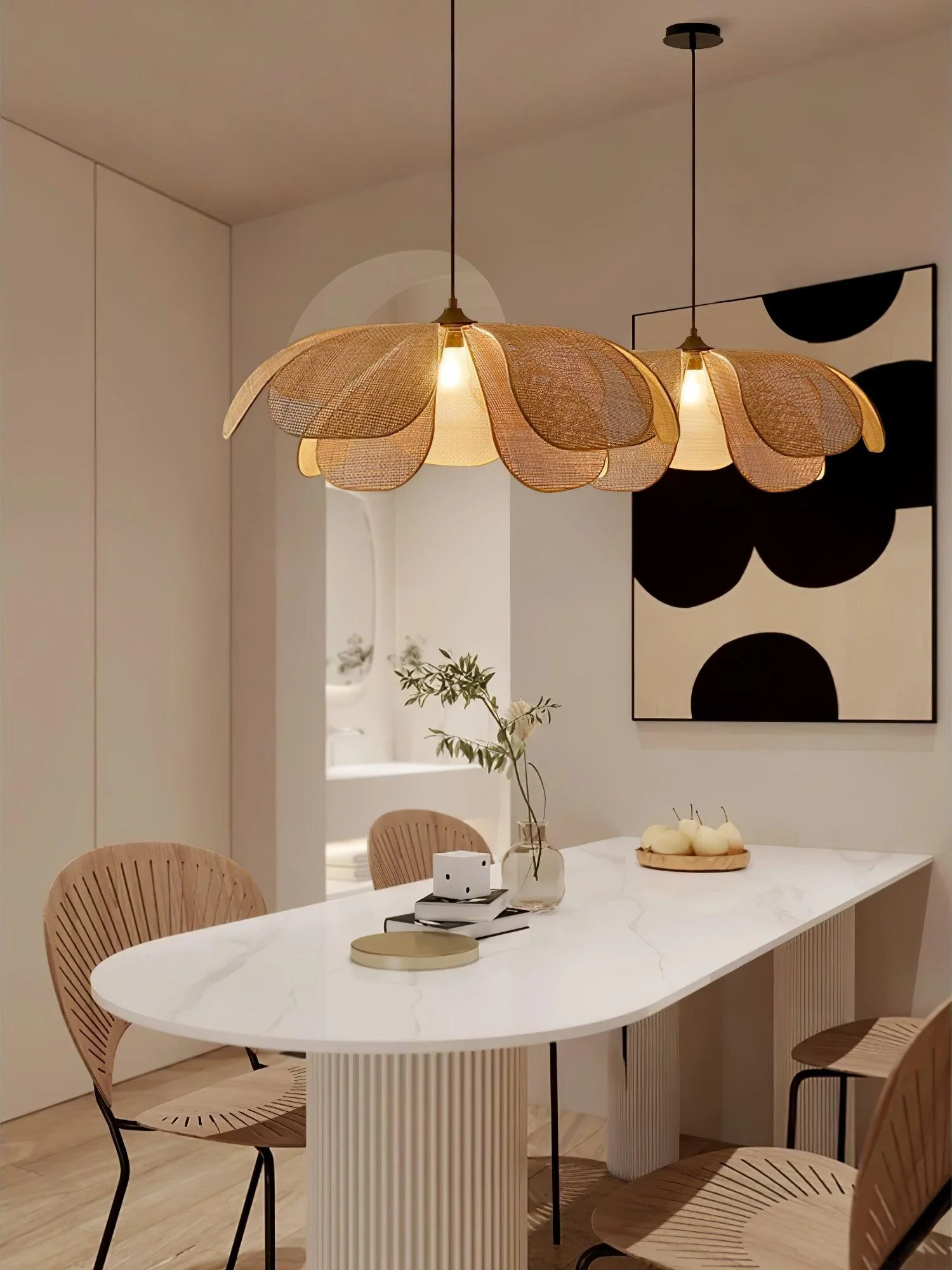 Rattan Petal Pendant Lamp - Image 4