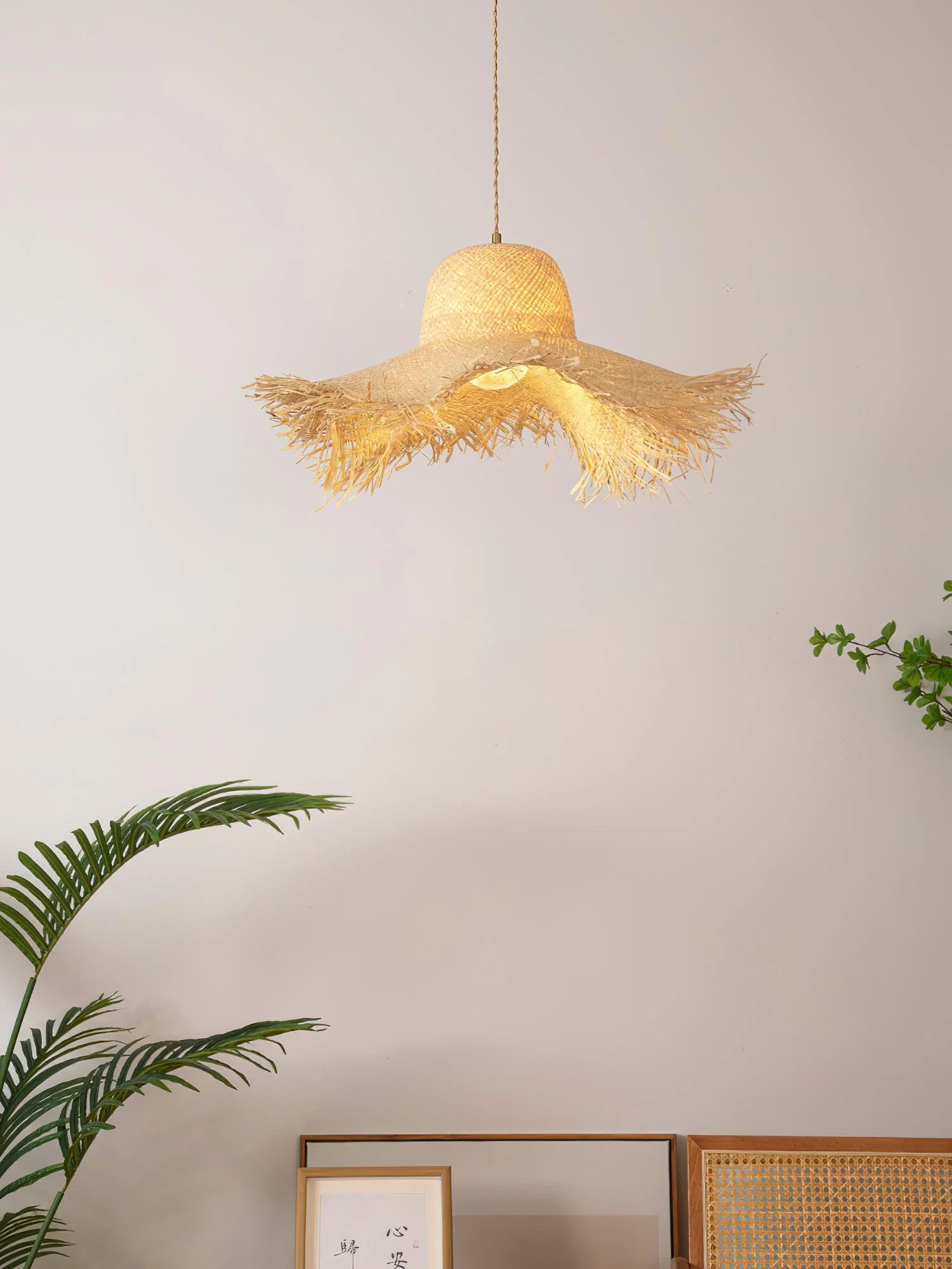 Rattan Straw Hat Pendant Light - Image 10