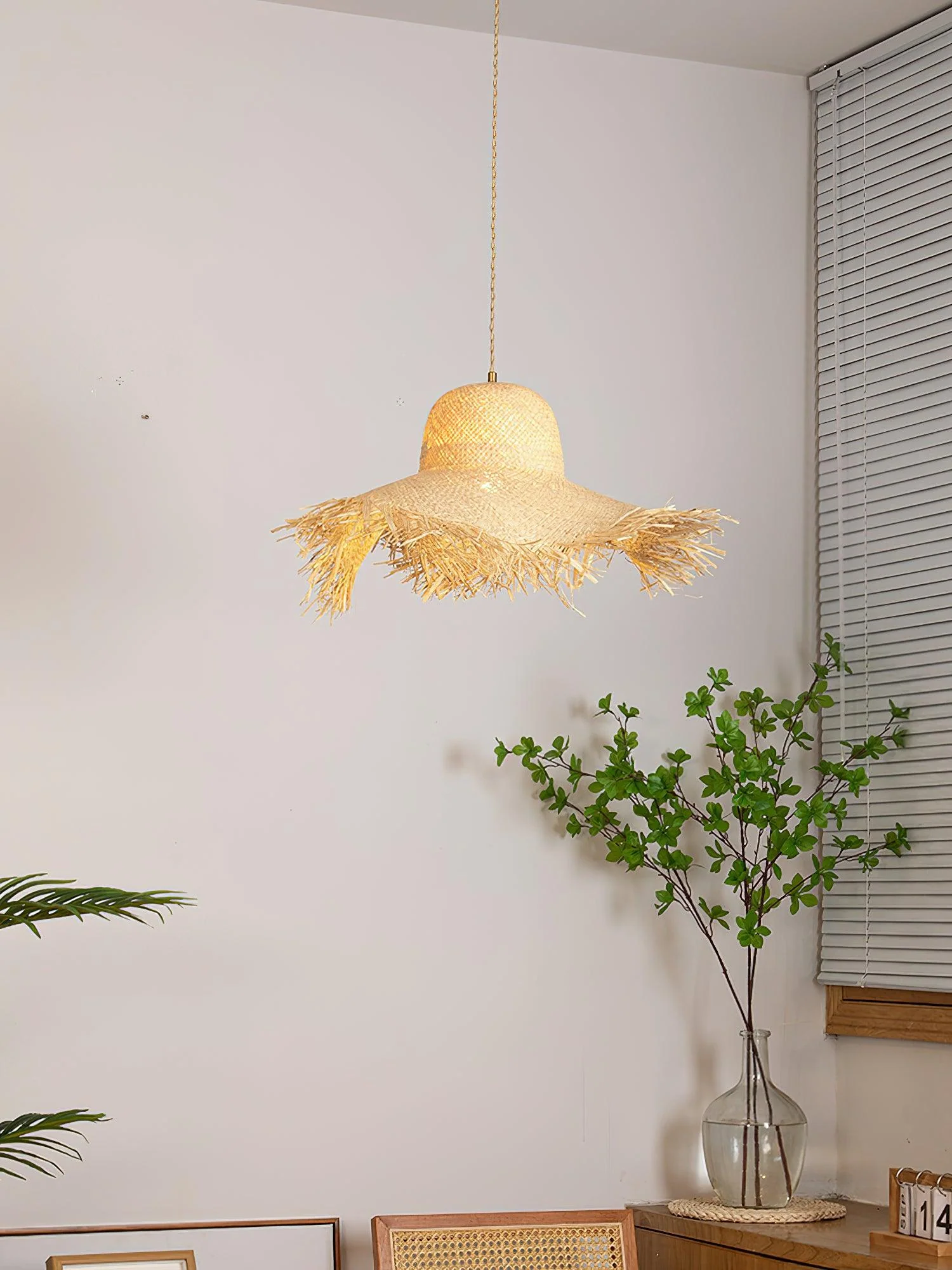 Rattan Straw Hat Pendant Light - Image 11
