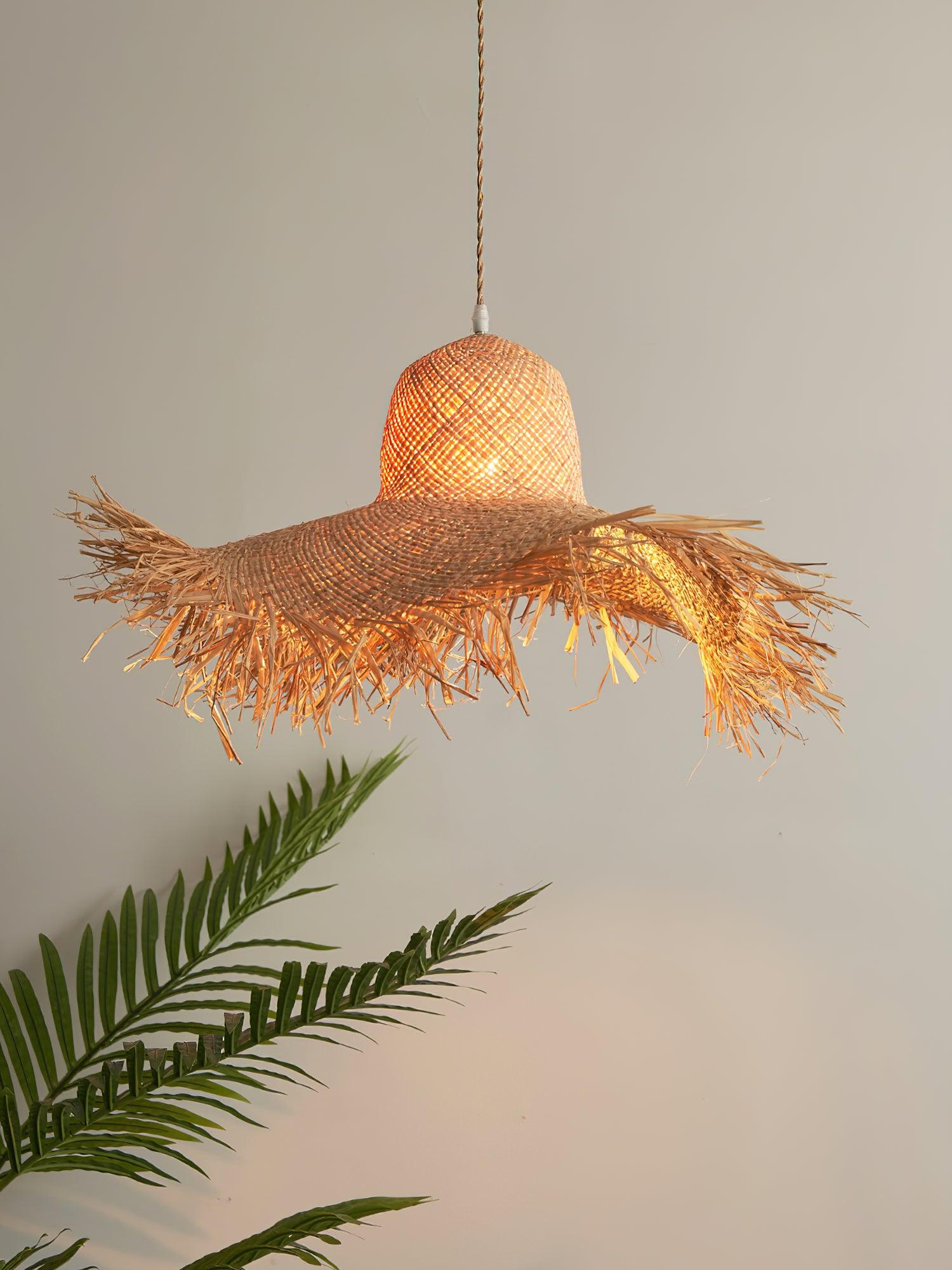 Rattan Straw Hat Pendant Light - Image 12
