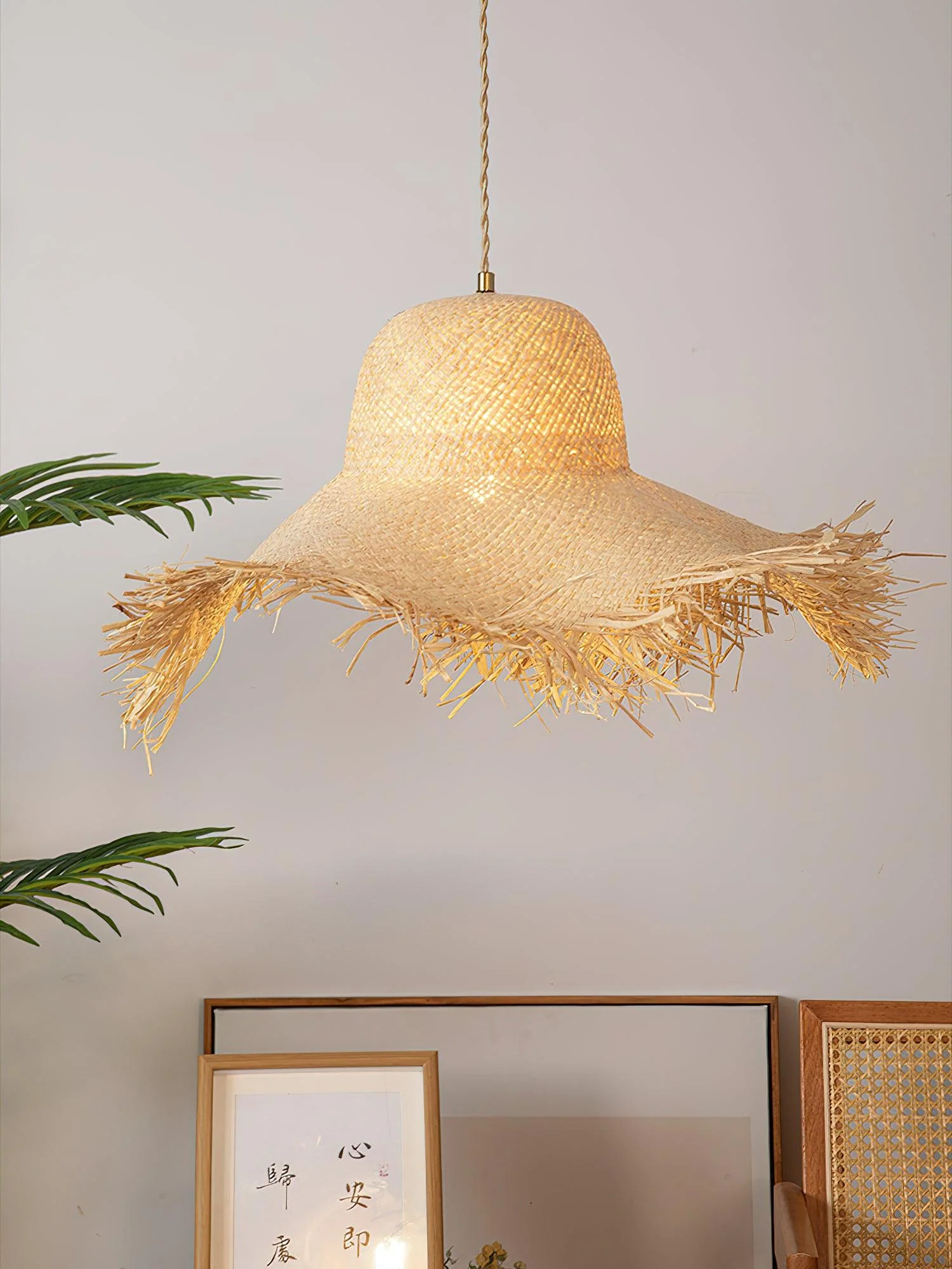 Rattan Straw Hat Pendant Light - Image 14