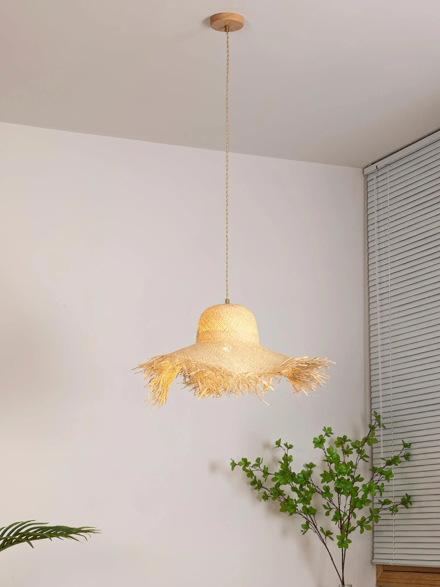 Rattan Straw Hat Pendant Light - Image 16