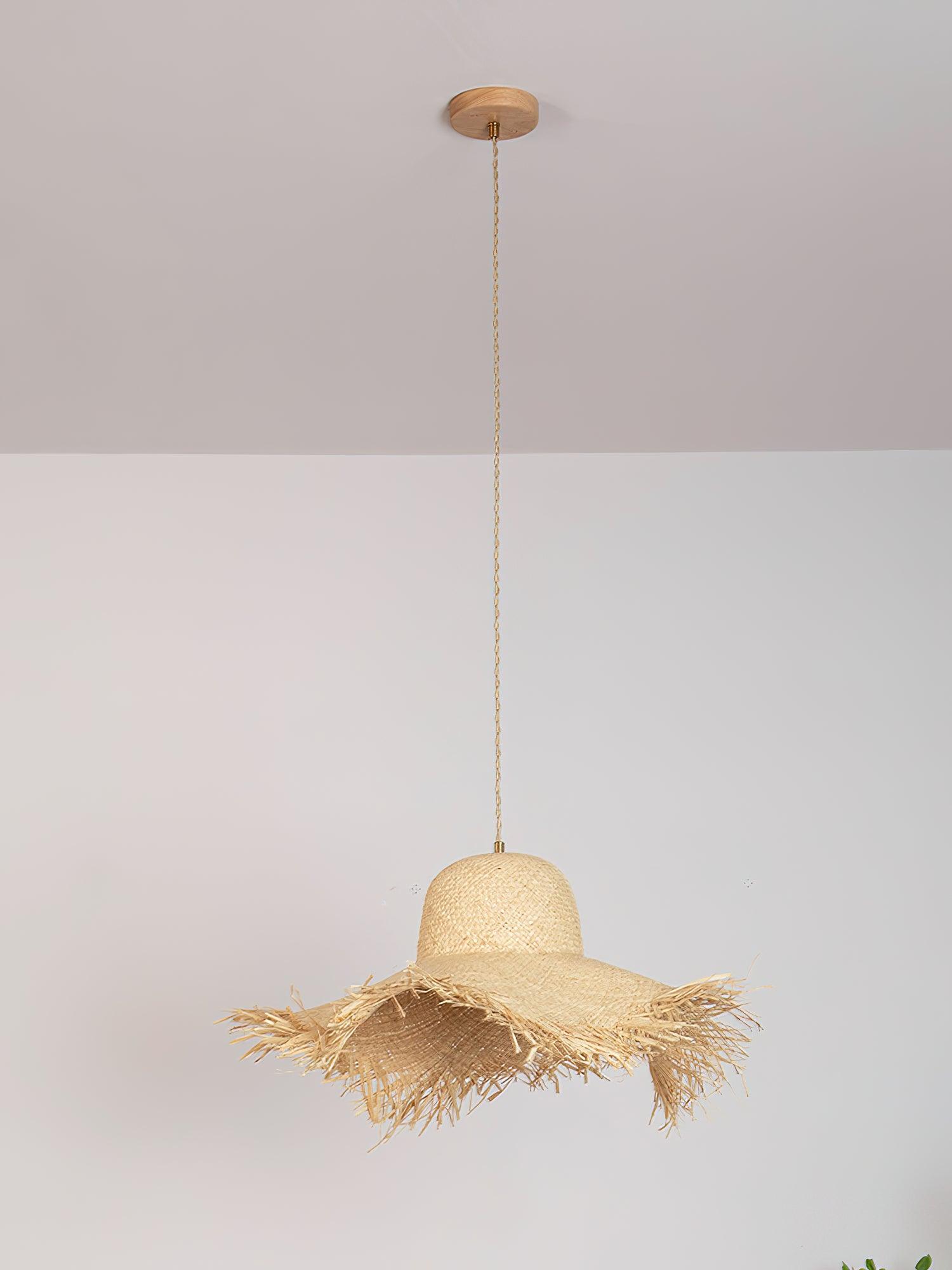 Rattan Straw Hat Pendant Light - Image 17