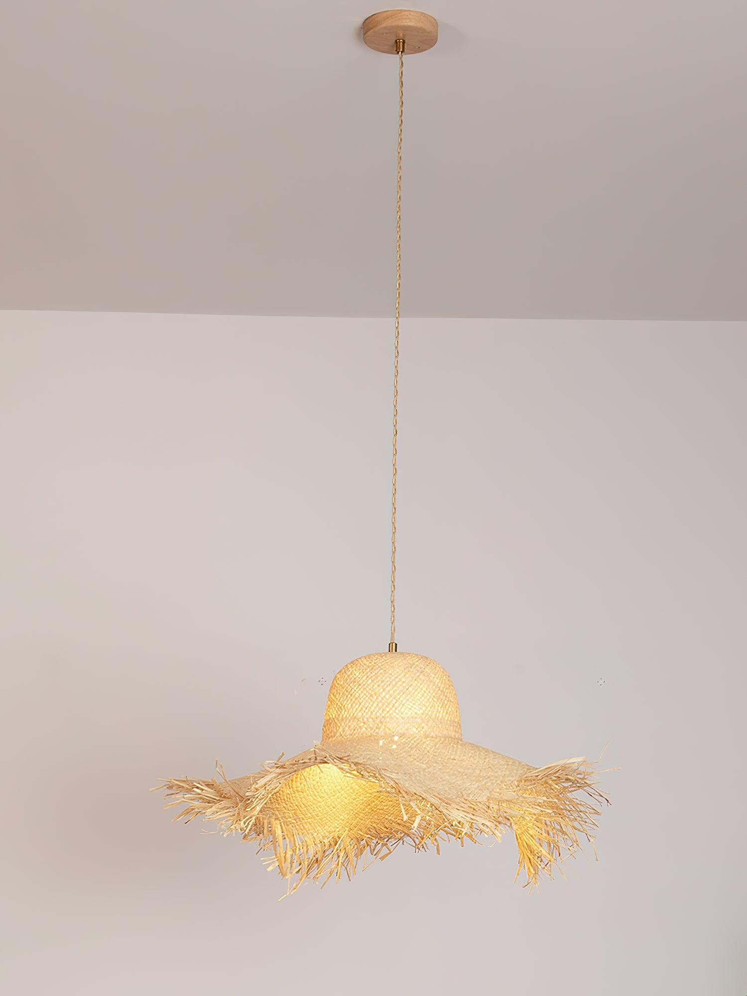 Rattan Straw Hat Pendant Light - Image 18