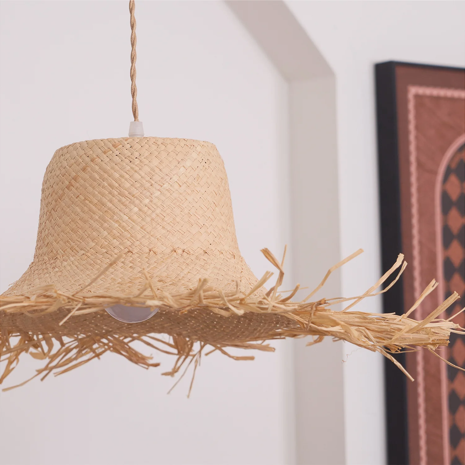 Rattan Straw Hat Pendant Light - Image 25