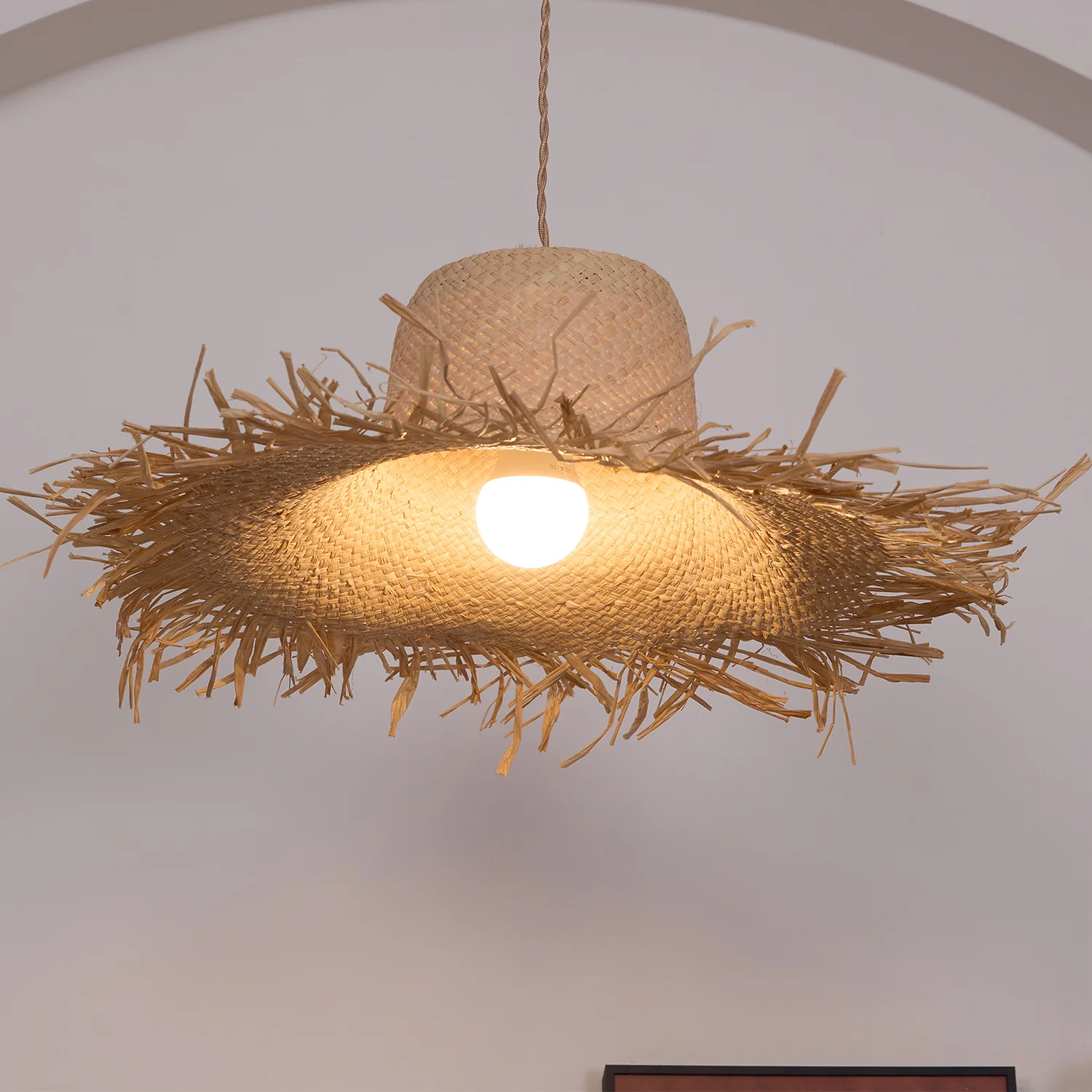 Rattan Straw Hat Pendant Light - Image 31