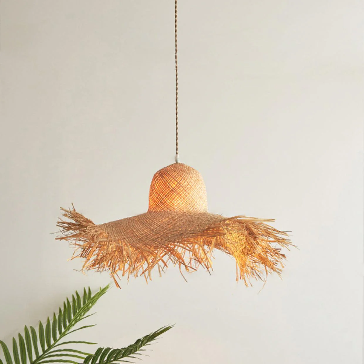 Rattan Straw Hat Pendant Light - Image 4